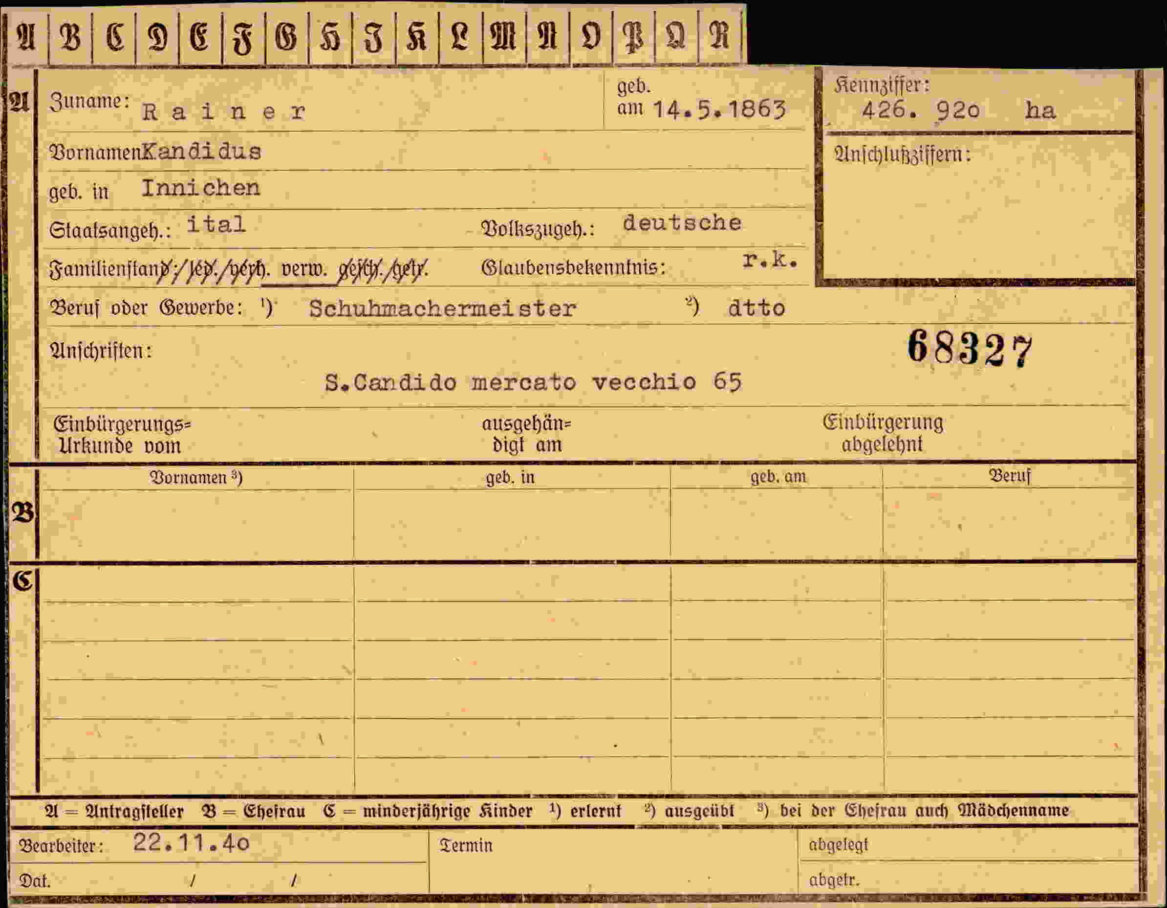 Dokument für Kandidus Rainer