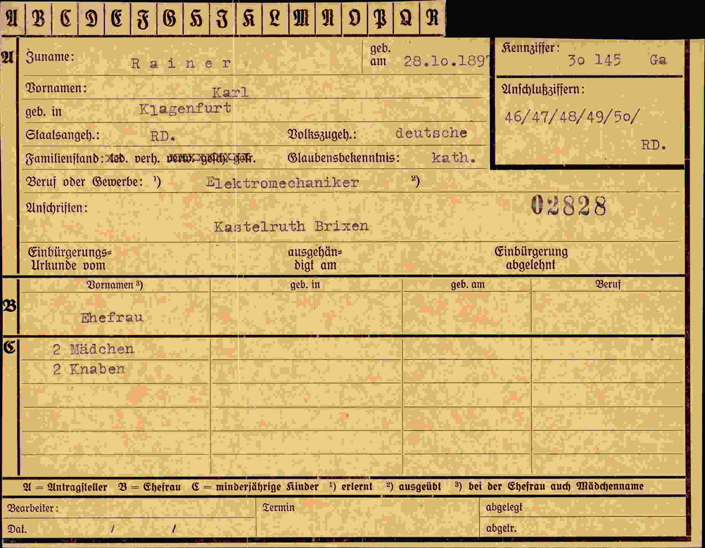 Dokument für Karl Rainer