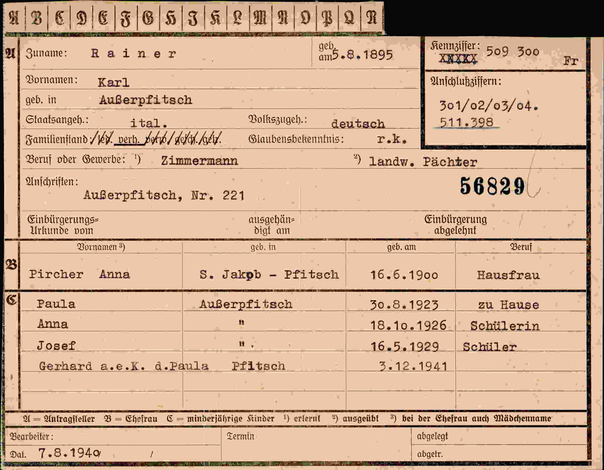 Dokument für Karl Rainer