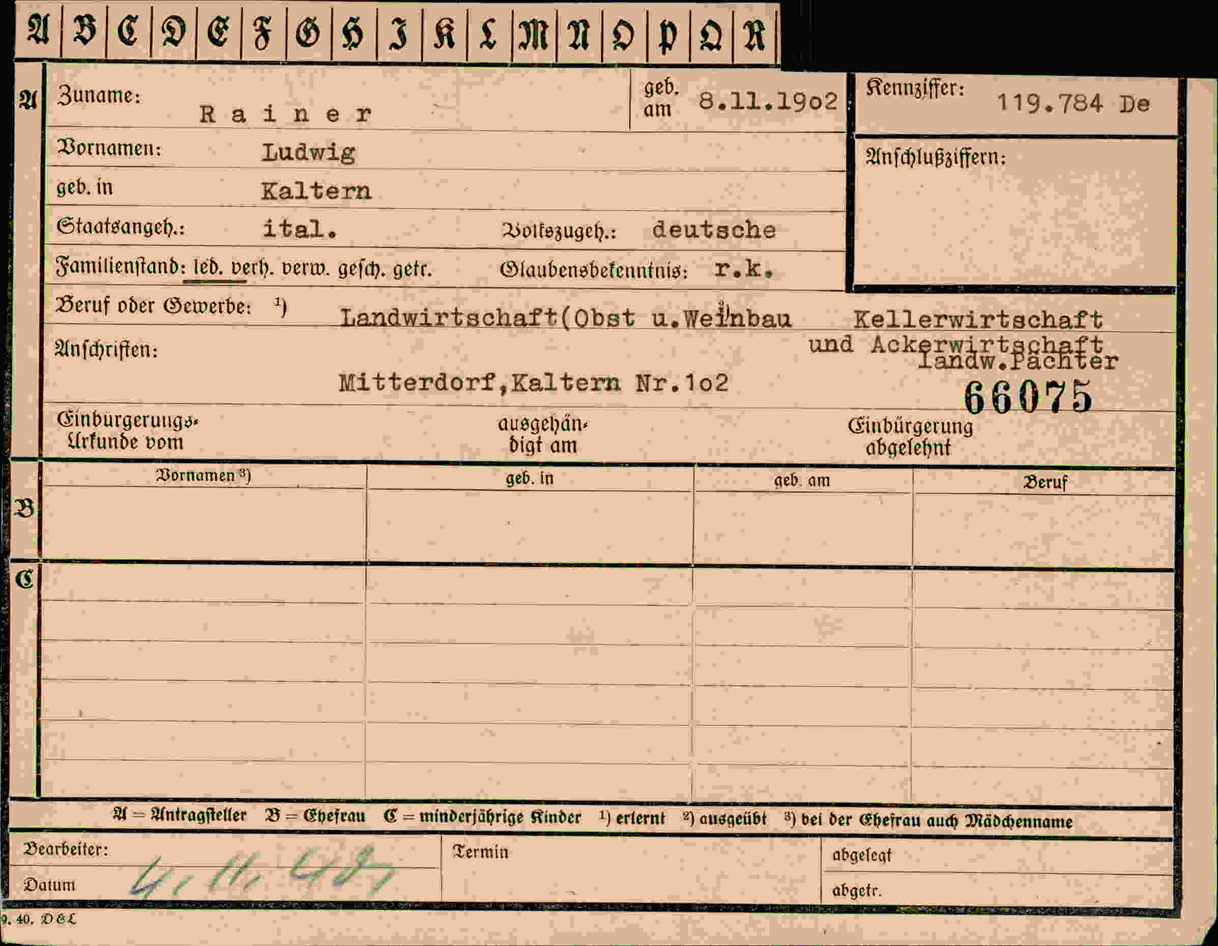 Dokument für Ludwig Rainer