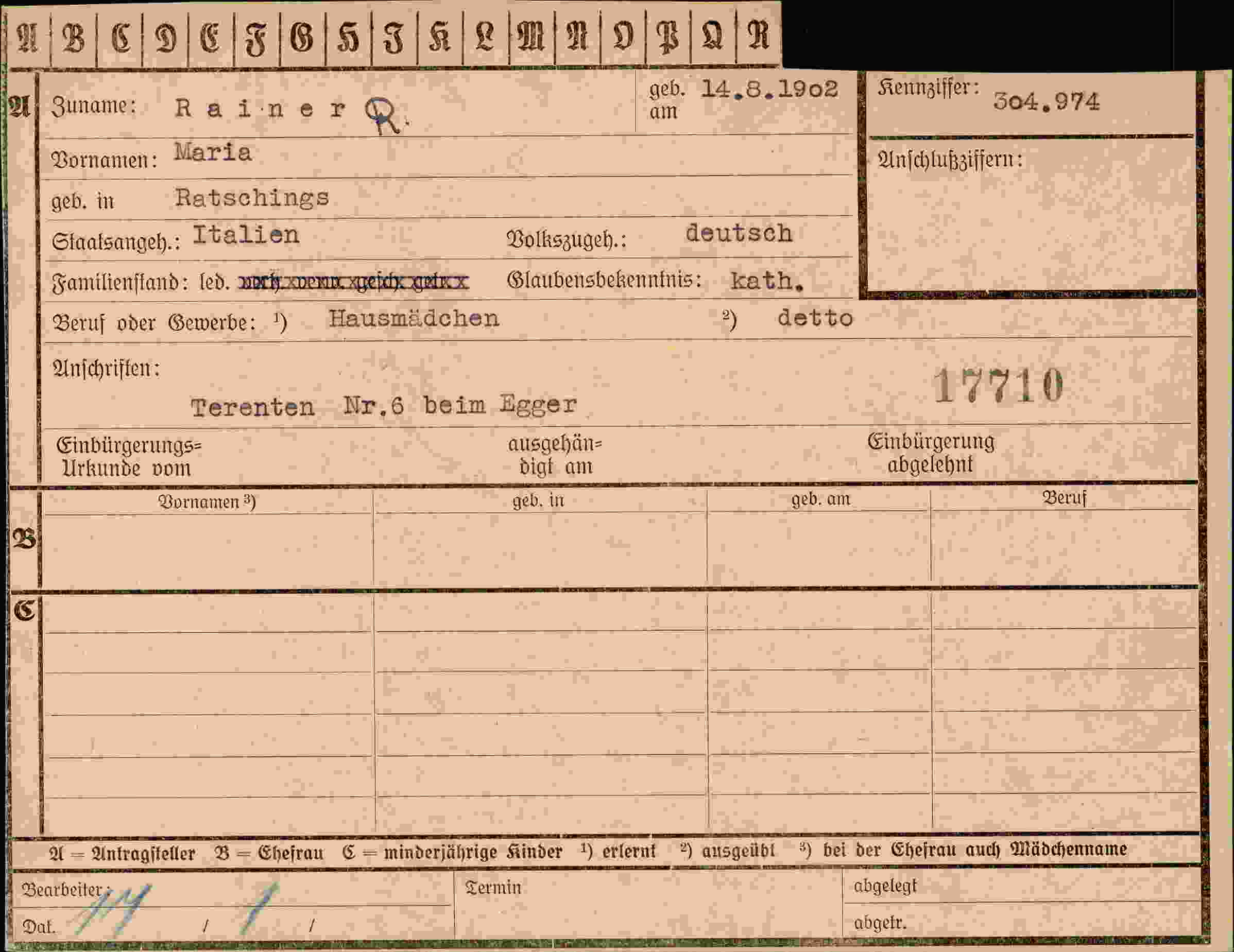 Dokument für Maria RainerR