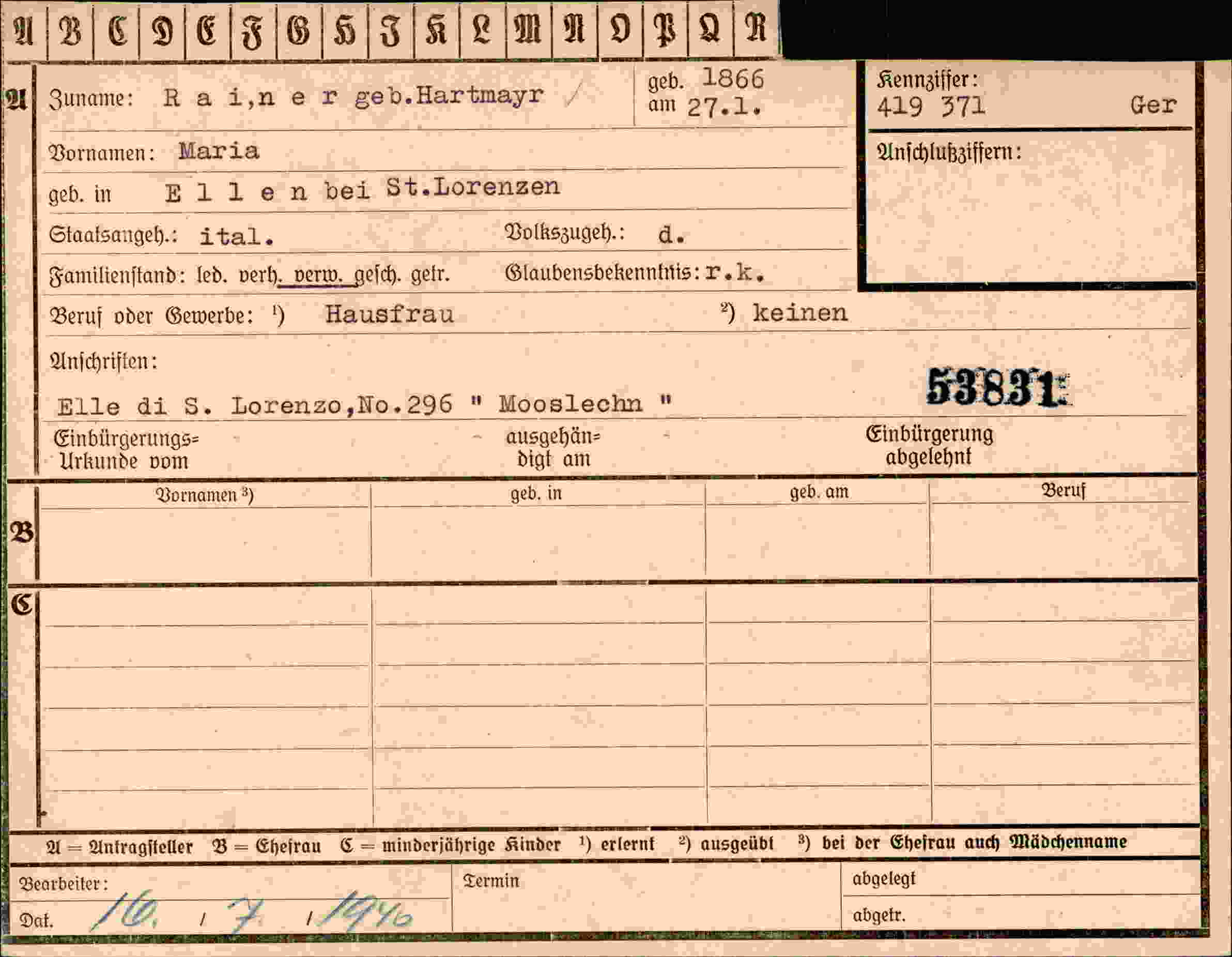 Dokument für Maria Raine
