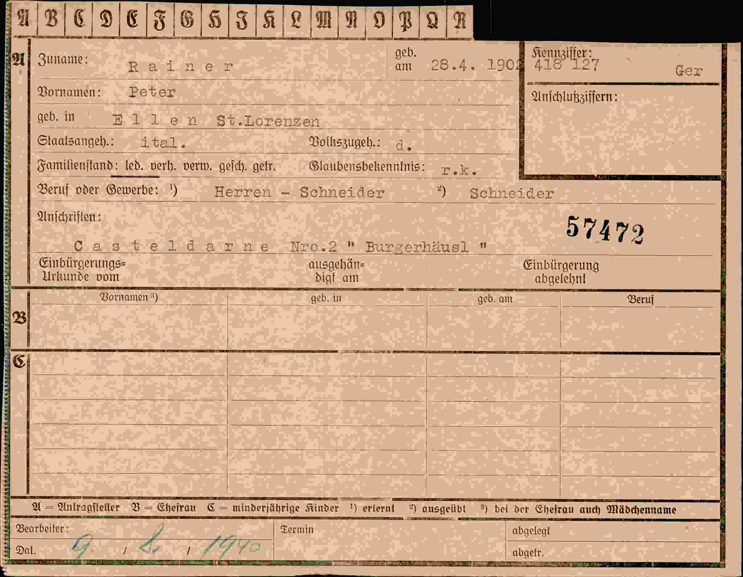 Dokument für Peter Rainer