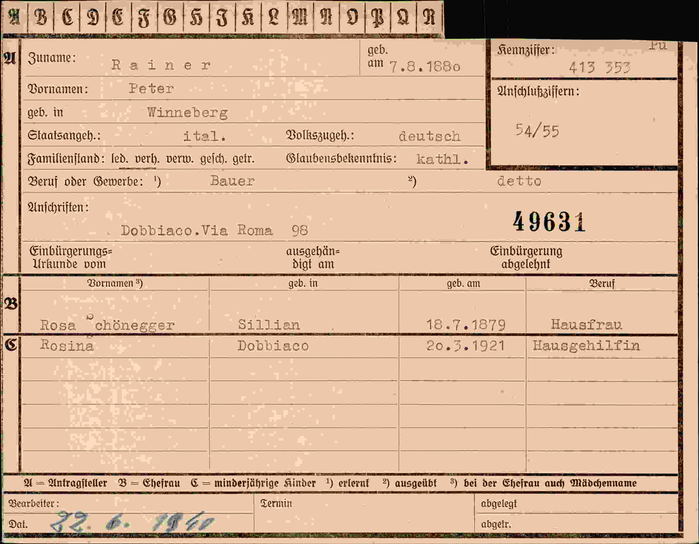 Dokument für Peter Rainer