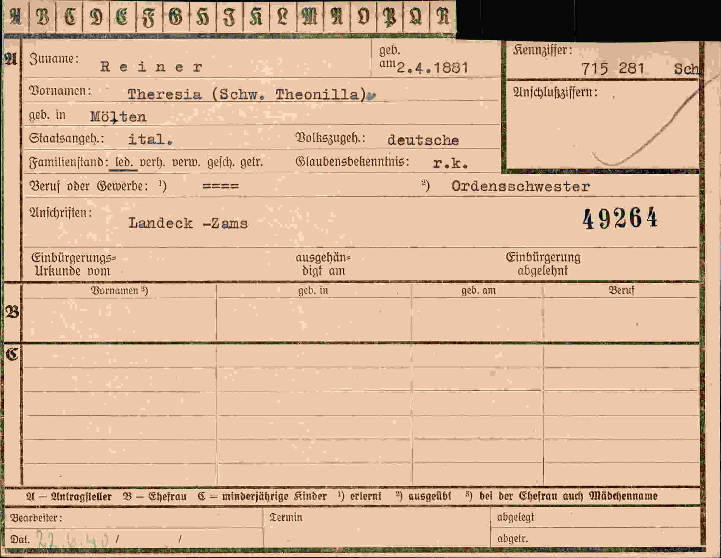 Dokument für Theresia Reiner