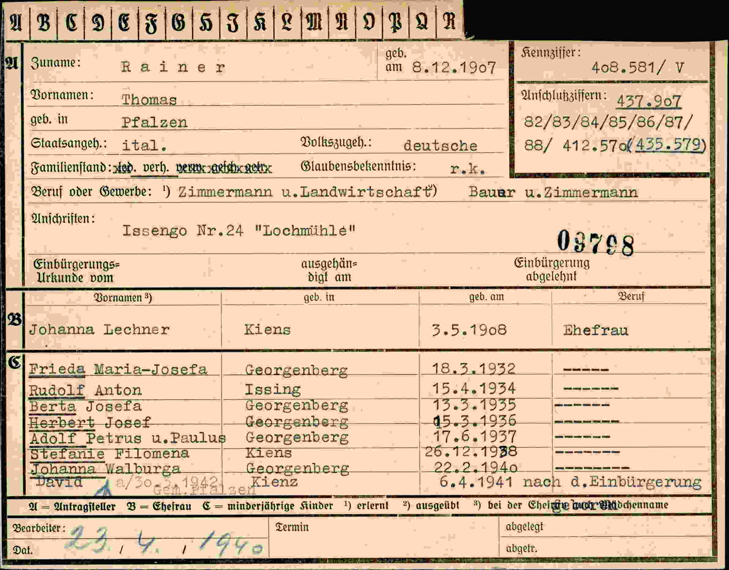 Dokument für Thomas Rainer