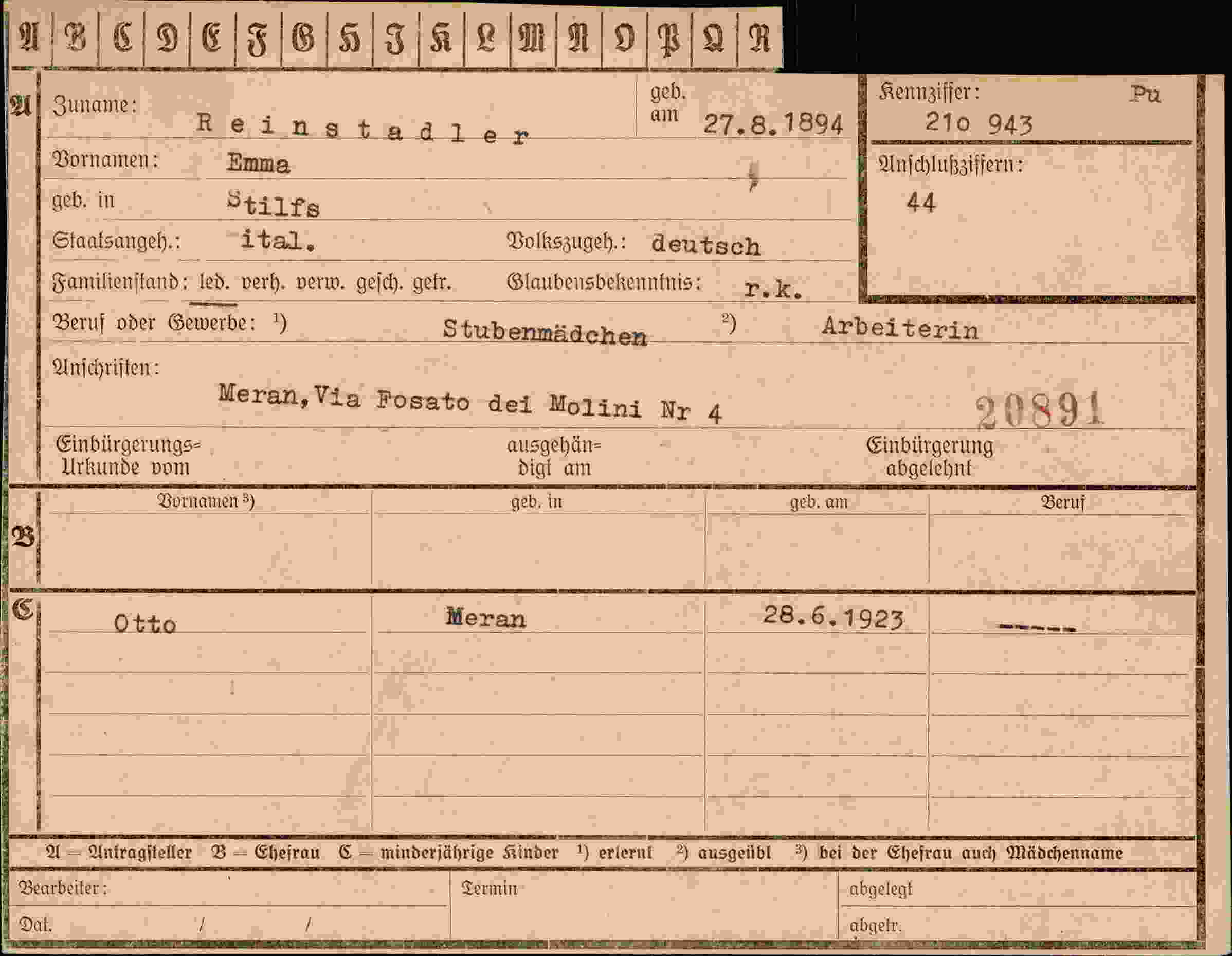 Dokument für Emma Reins