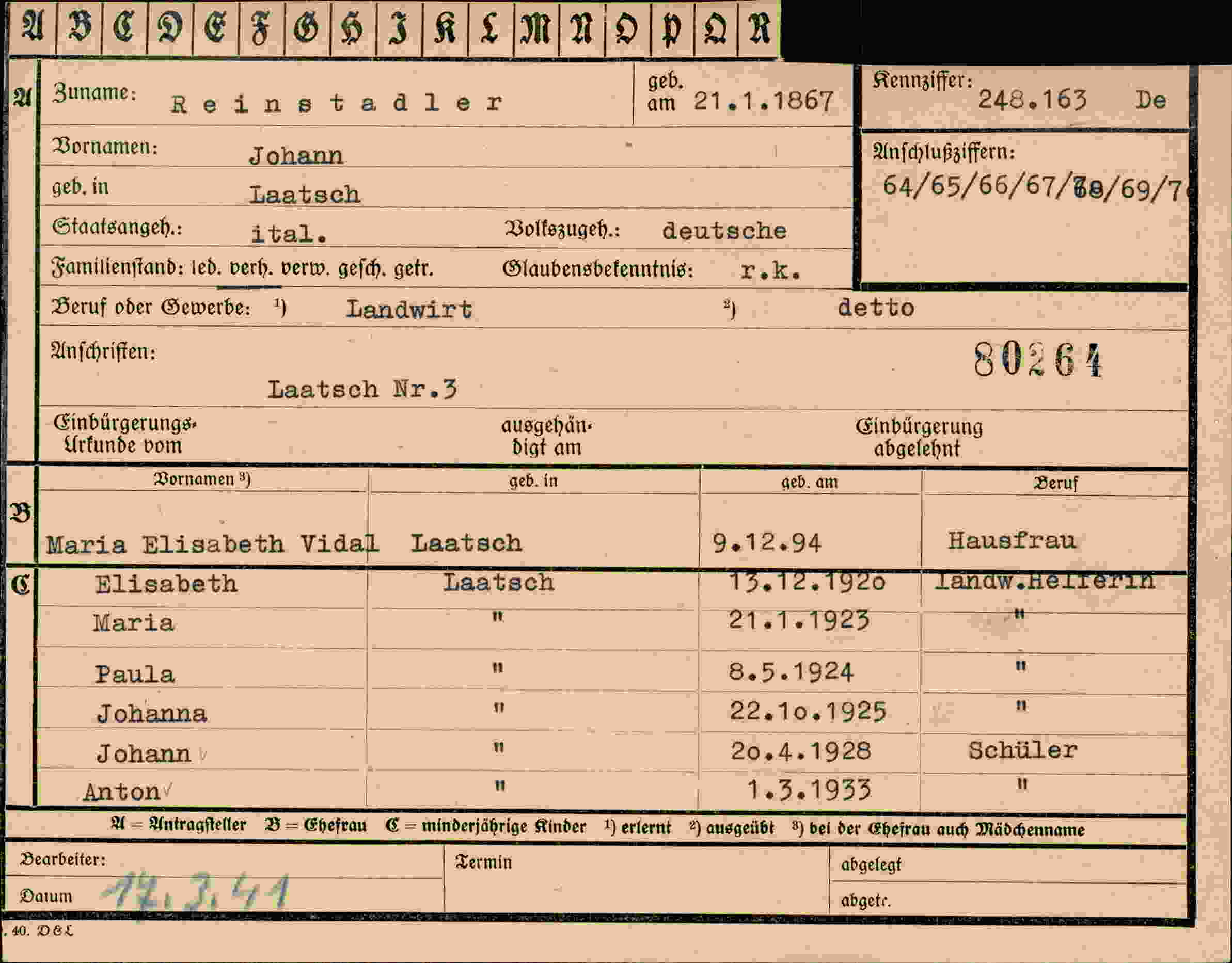 Vorderseite des Dokuments