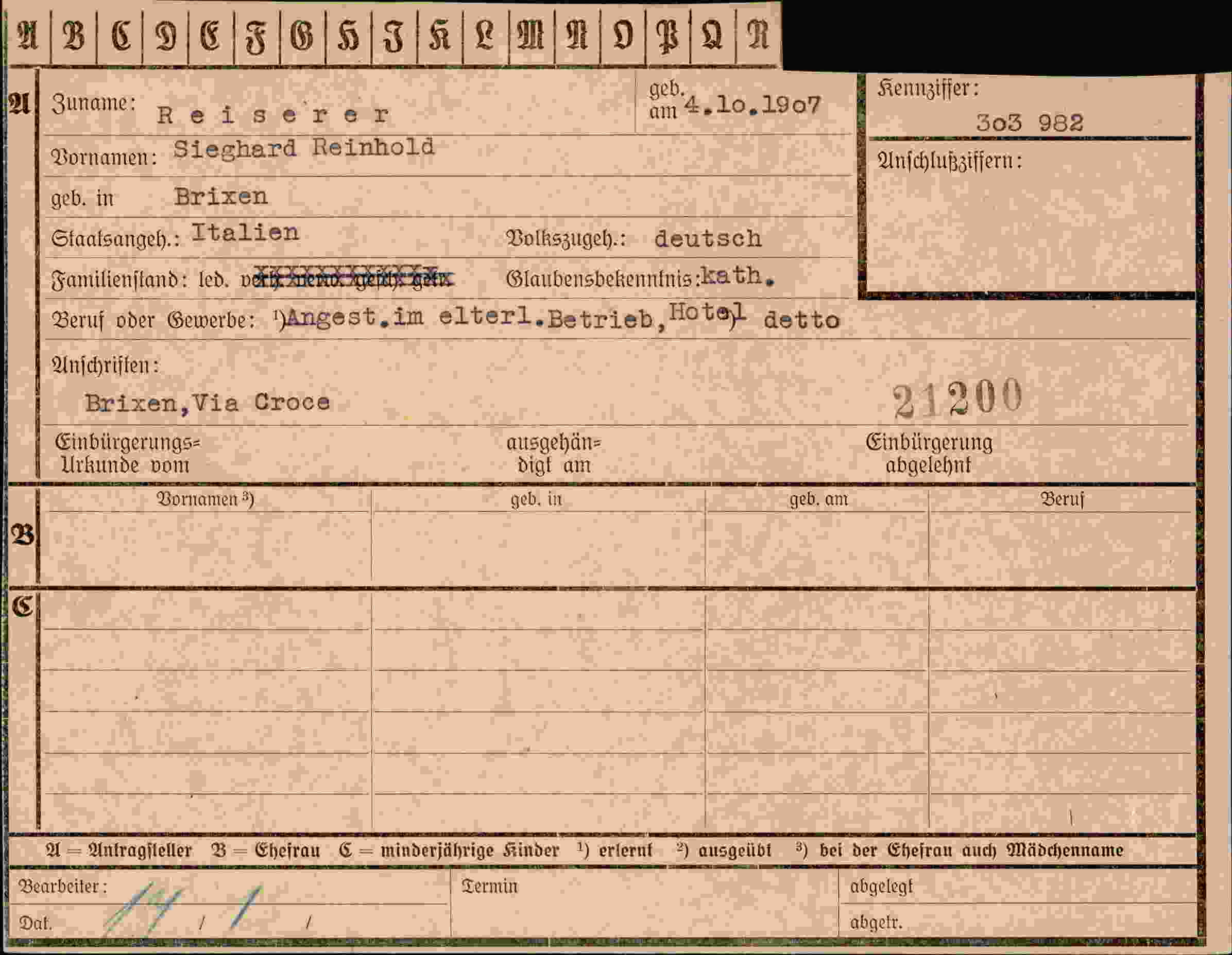 Dokument für Reinhold Reiserer