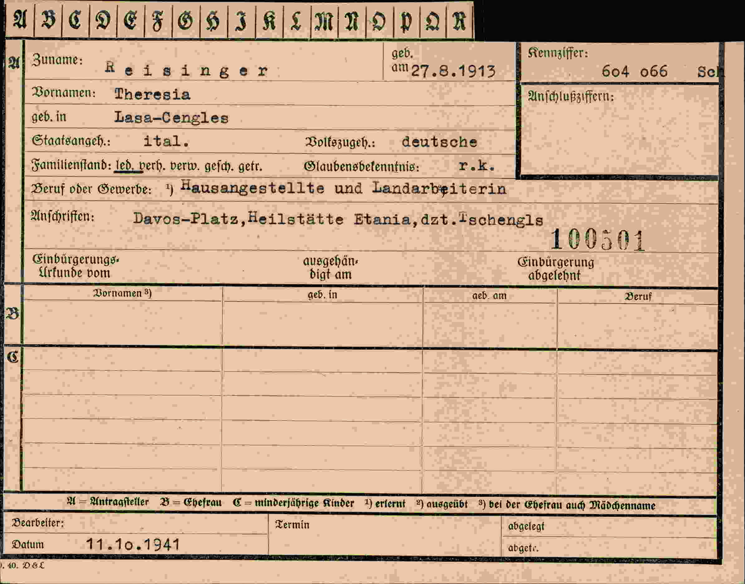 Dokument für Theresia Reisinger
