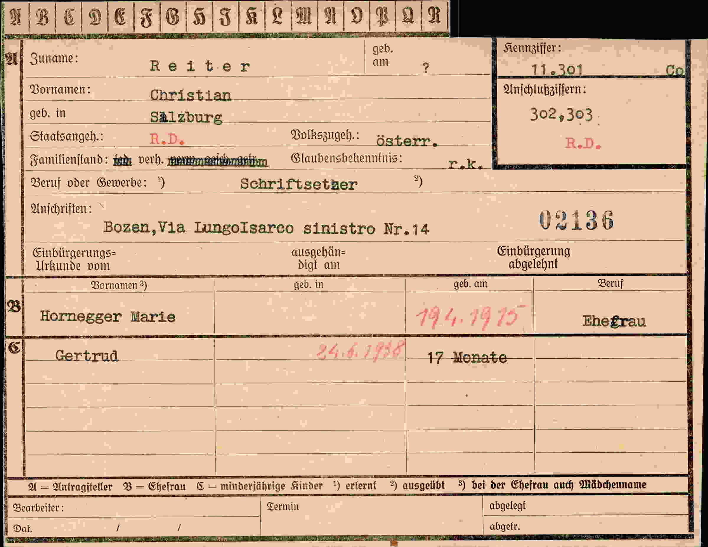 Vorderseite des Dokuments