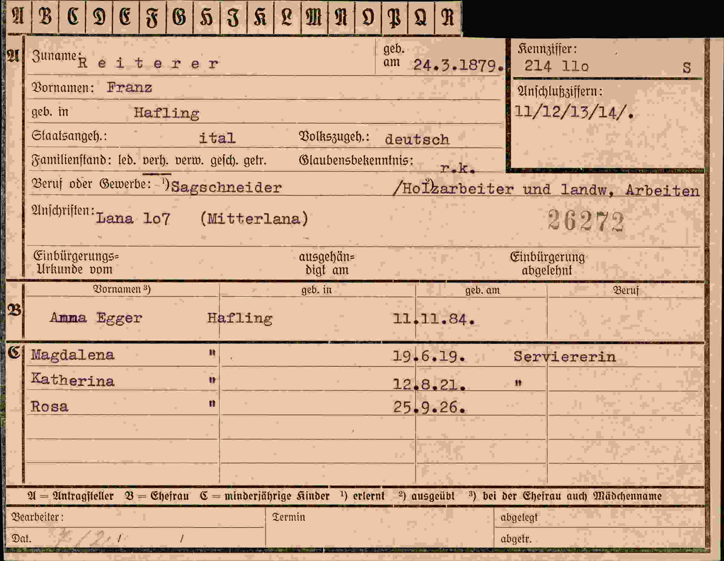 Dokument für Franz Reiterer
