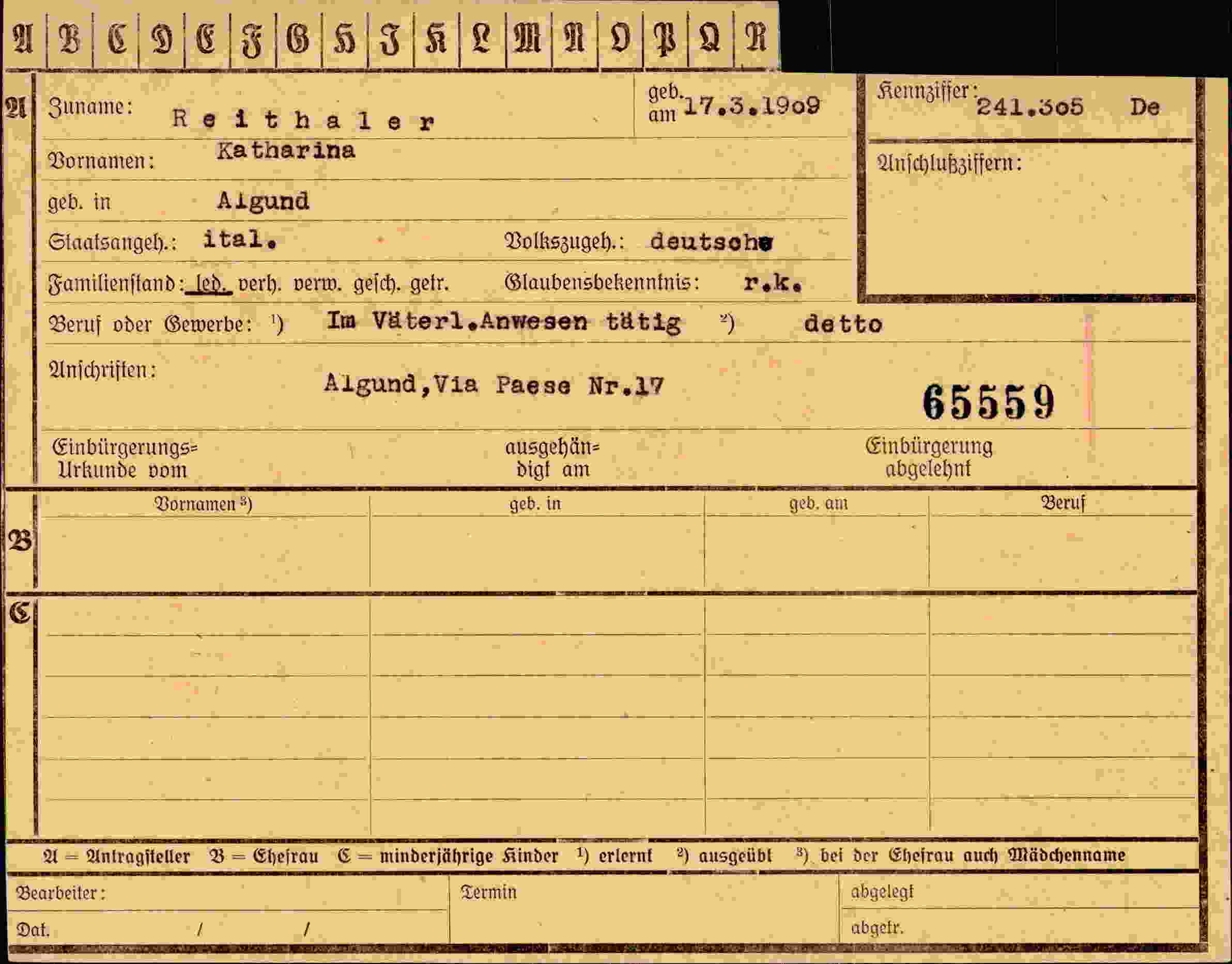 Vorderseite des Dokuments