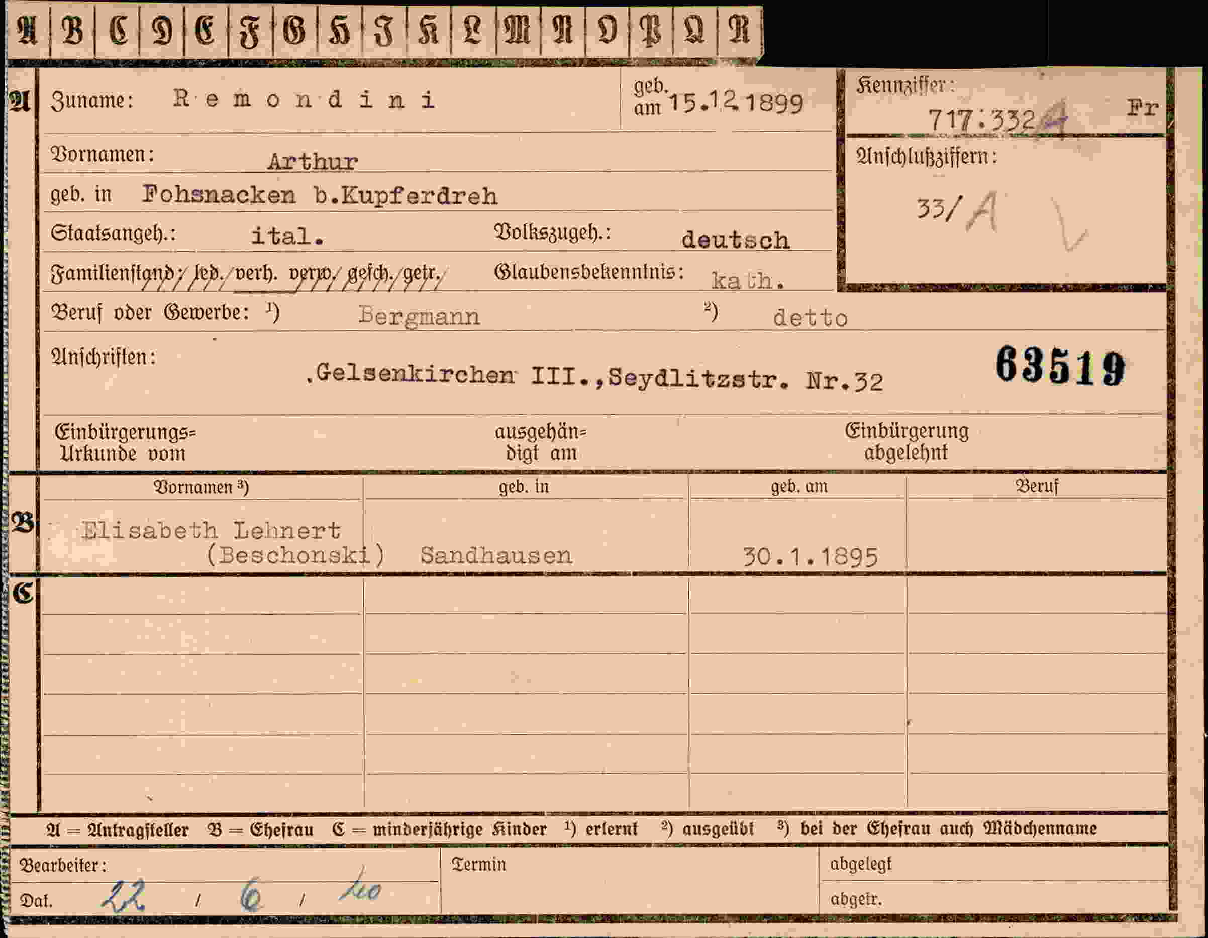 Vorderseite des Dokuments