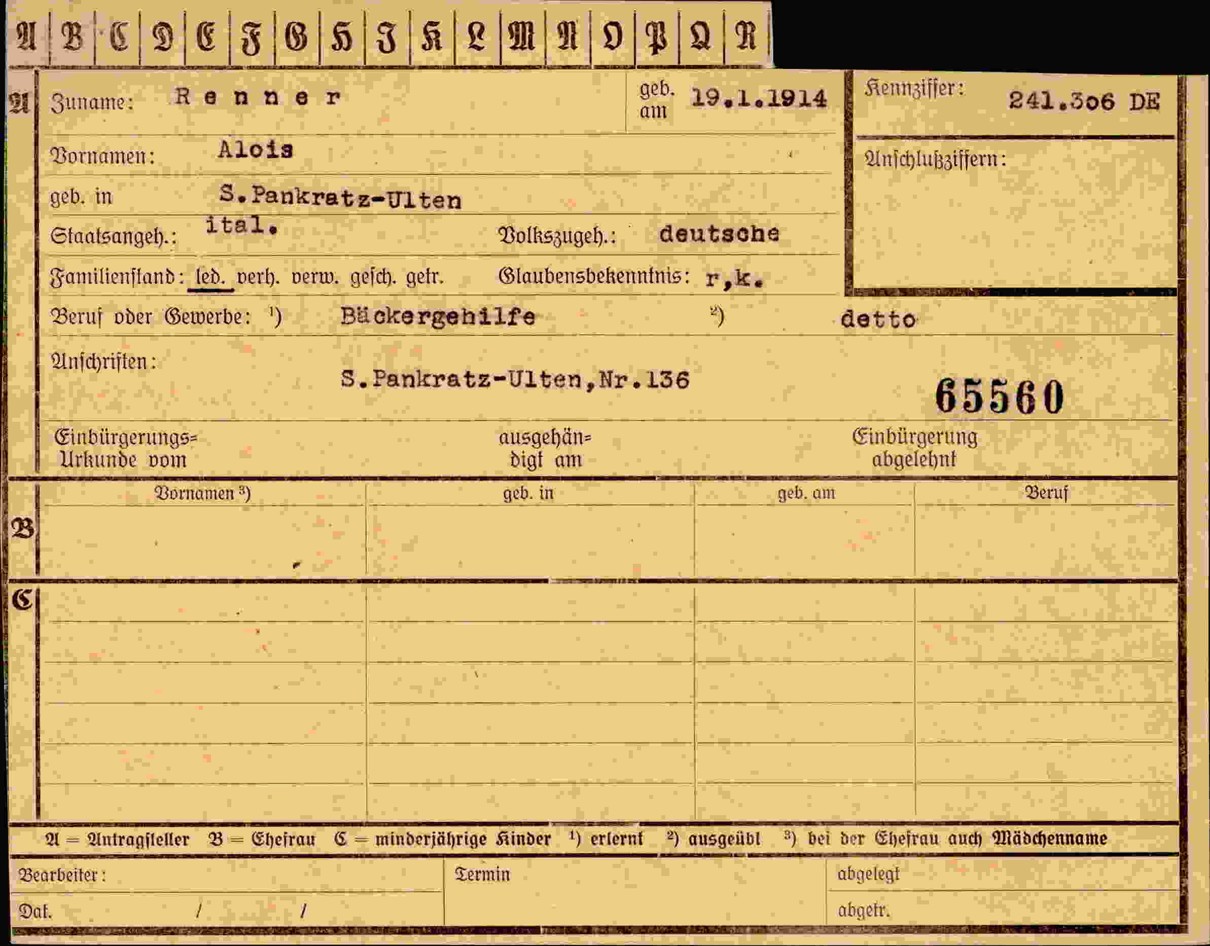 Dokument für Alois Renner