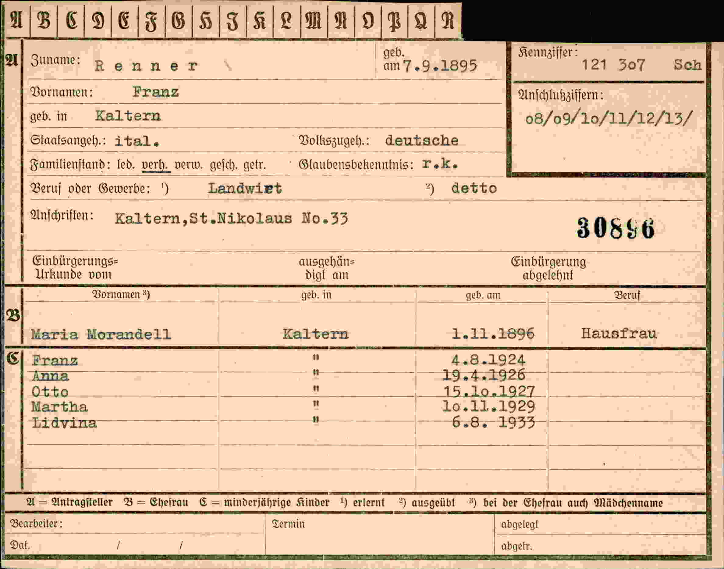 Vorderseite des Dokuments