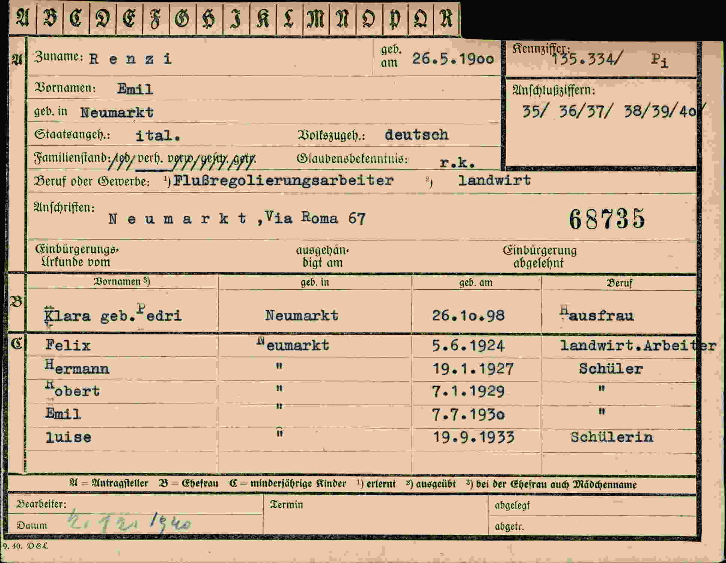 Dokument für Emil Renzi