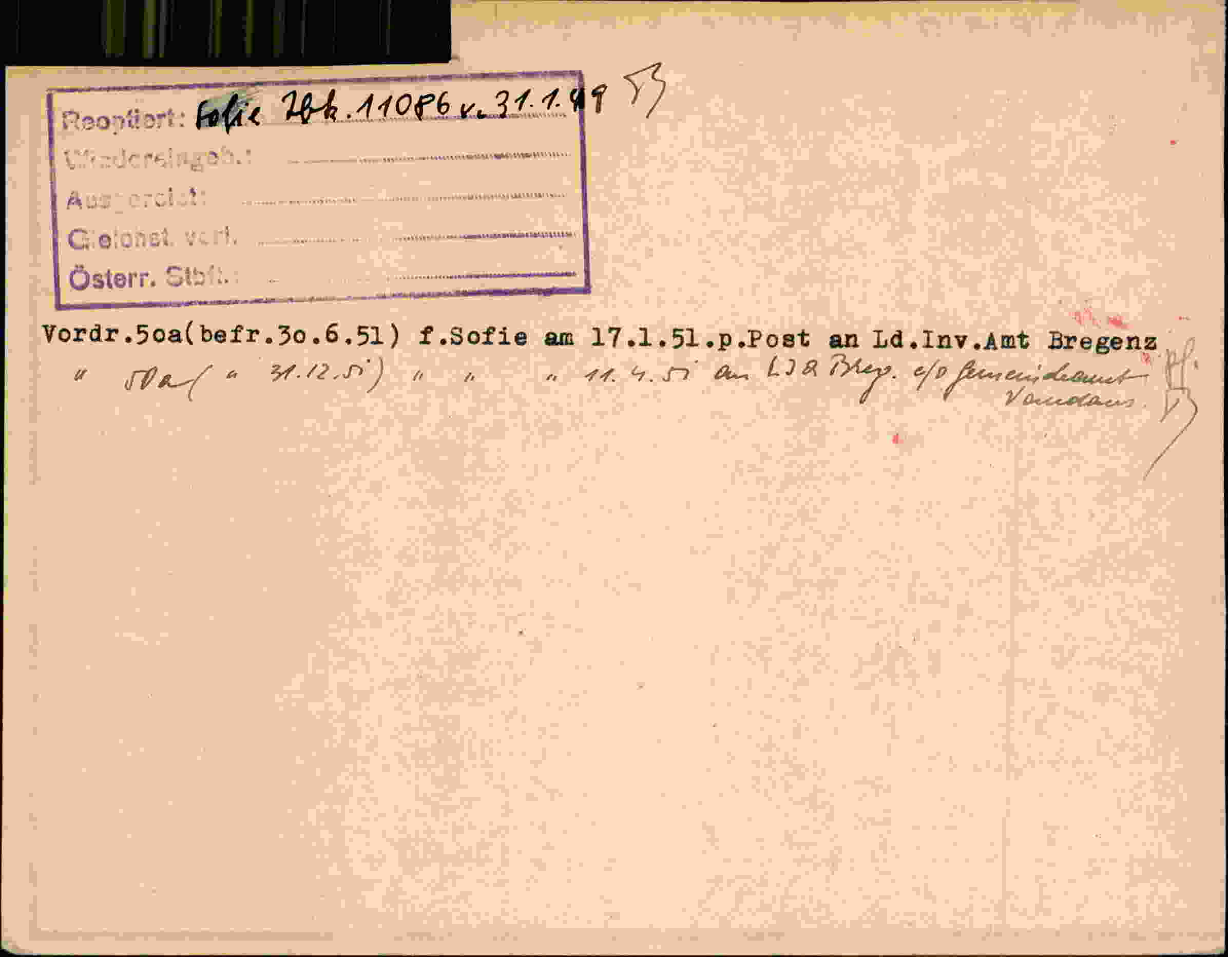 Rückseite des Dokuments