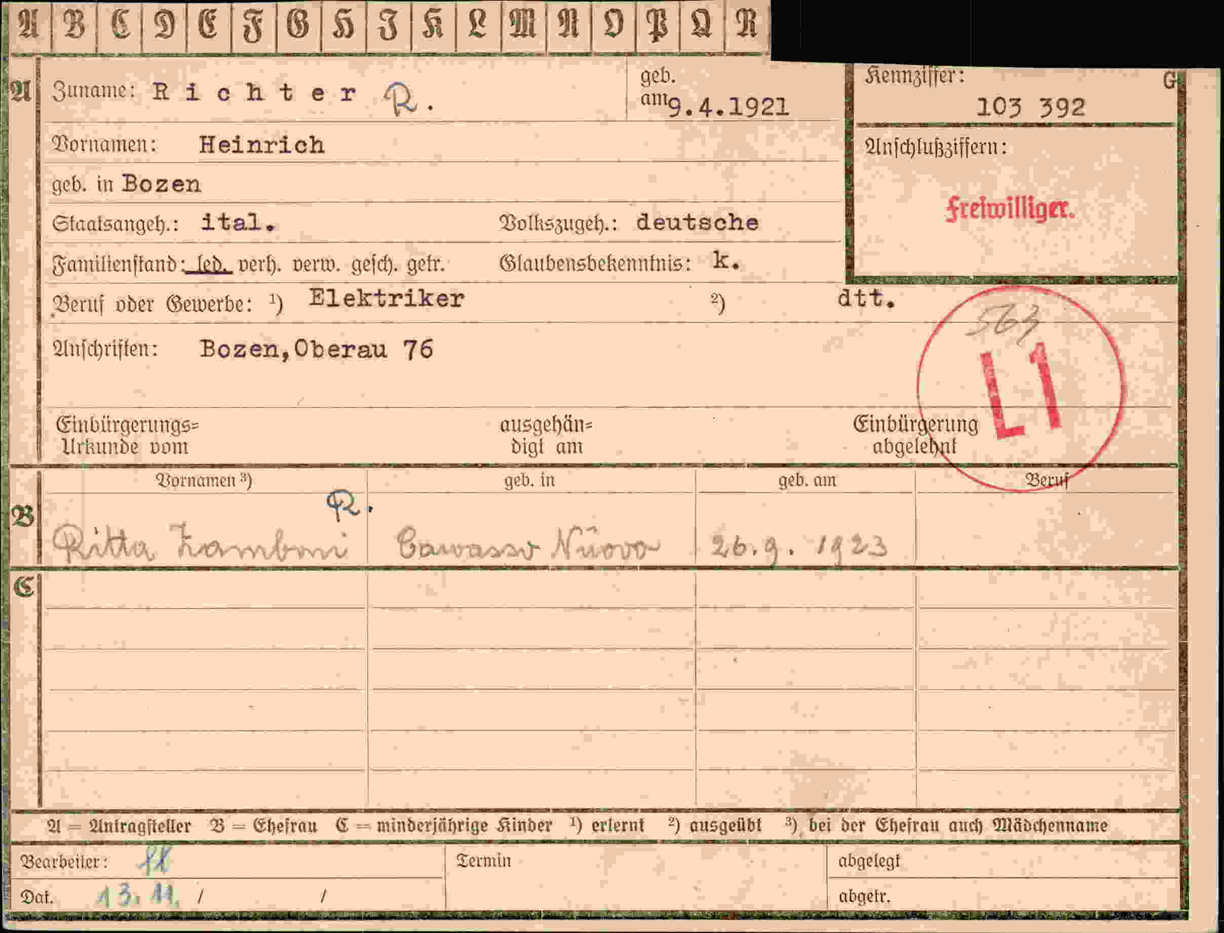 Dokument für Heinrich Richter