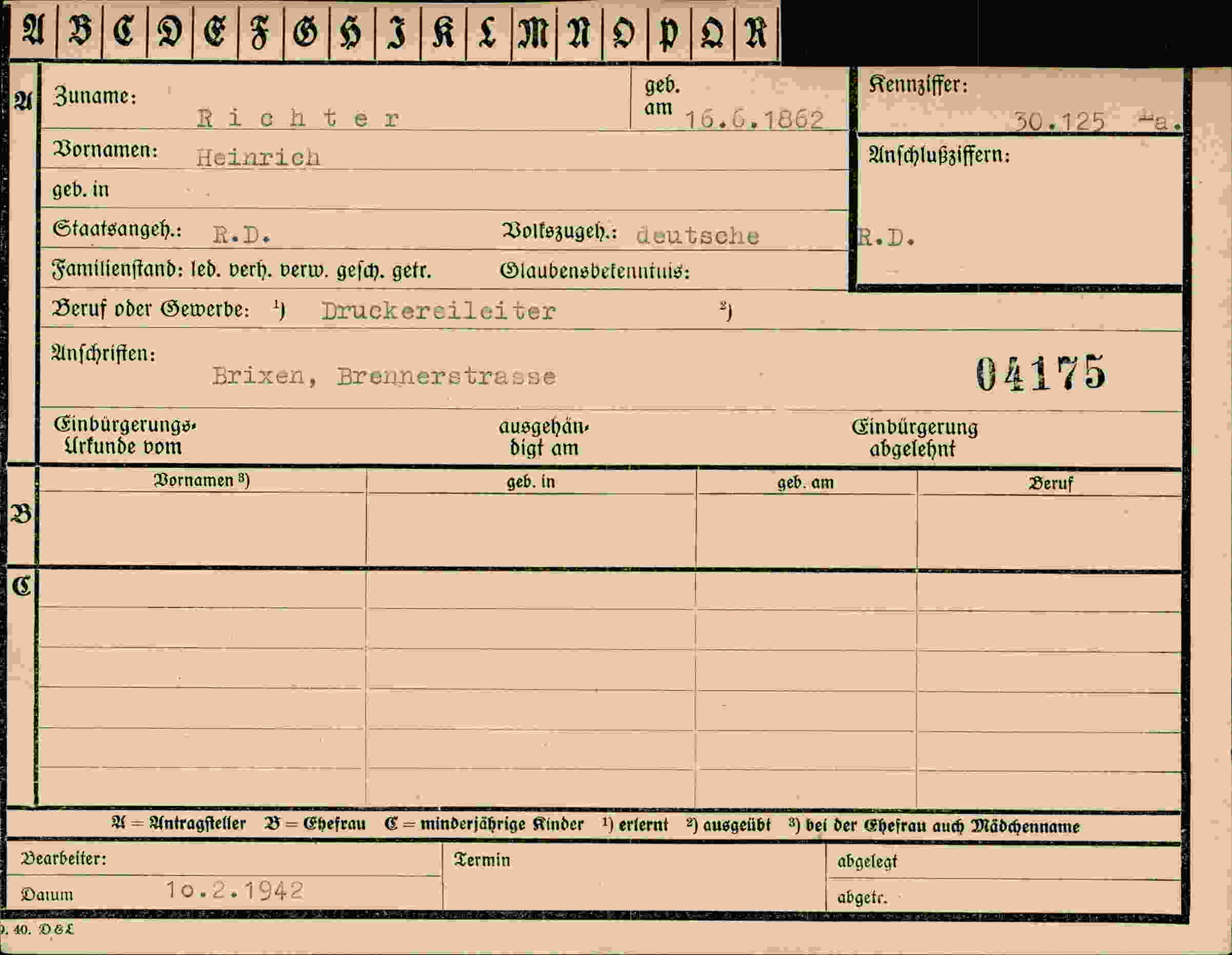 Dokument für Heinrich Richter