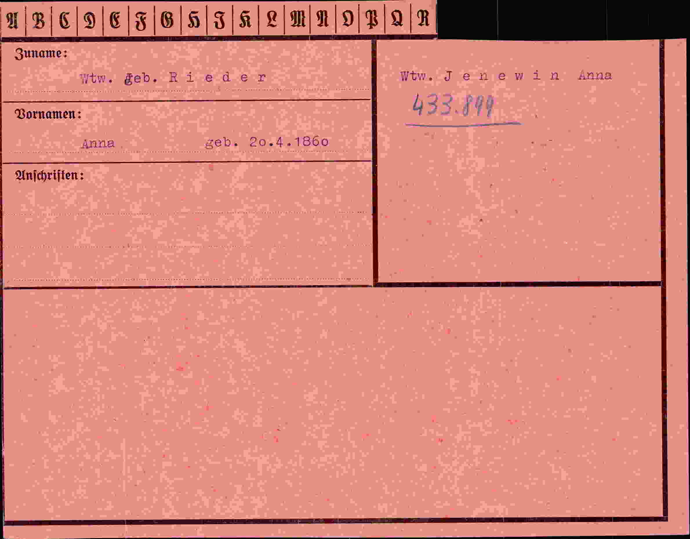 Vorderseite des Dokuments