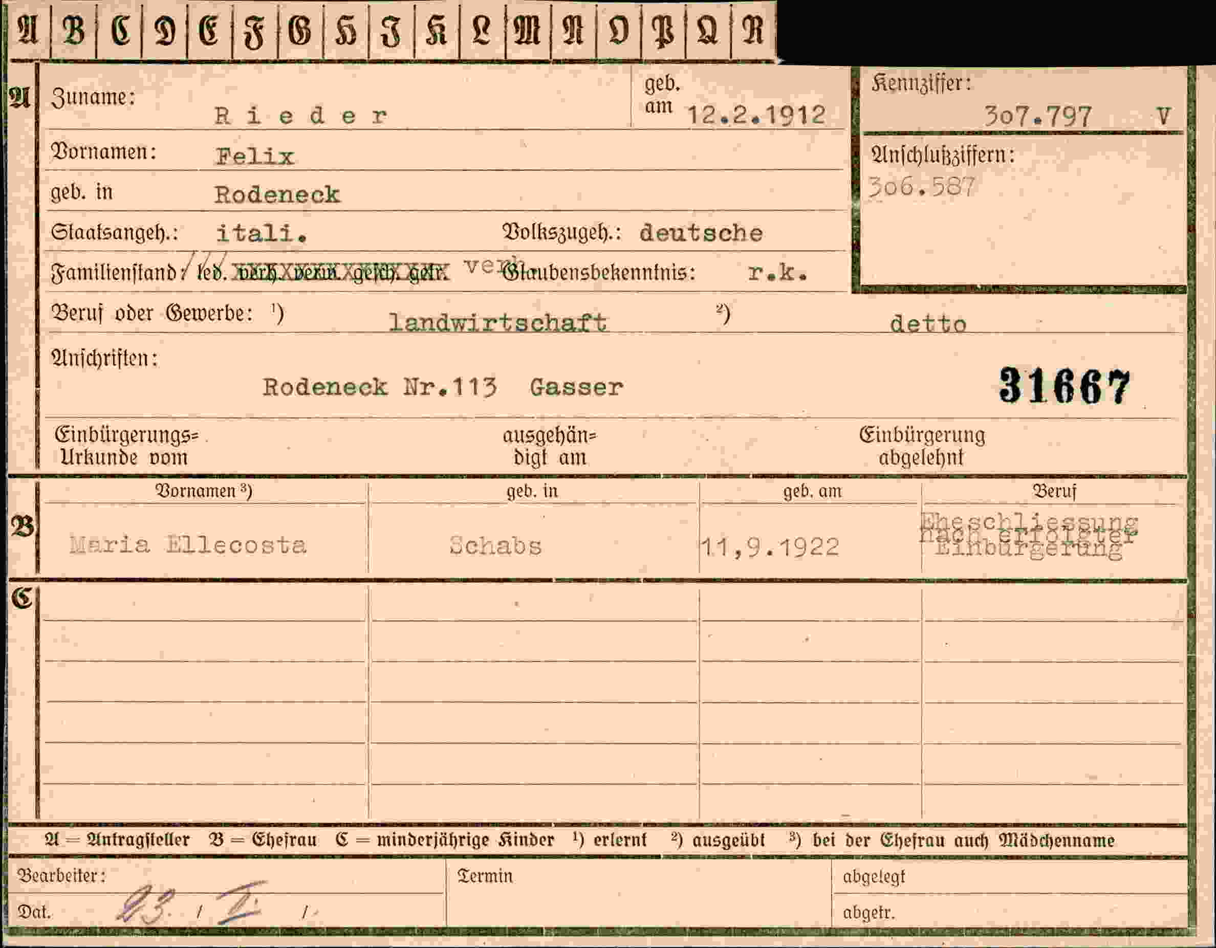Vorderseite des Dokuments