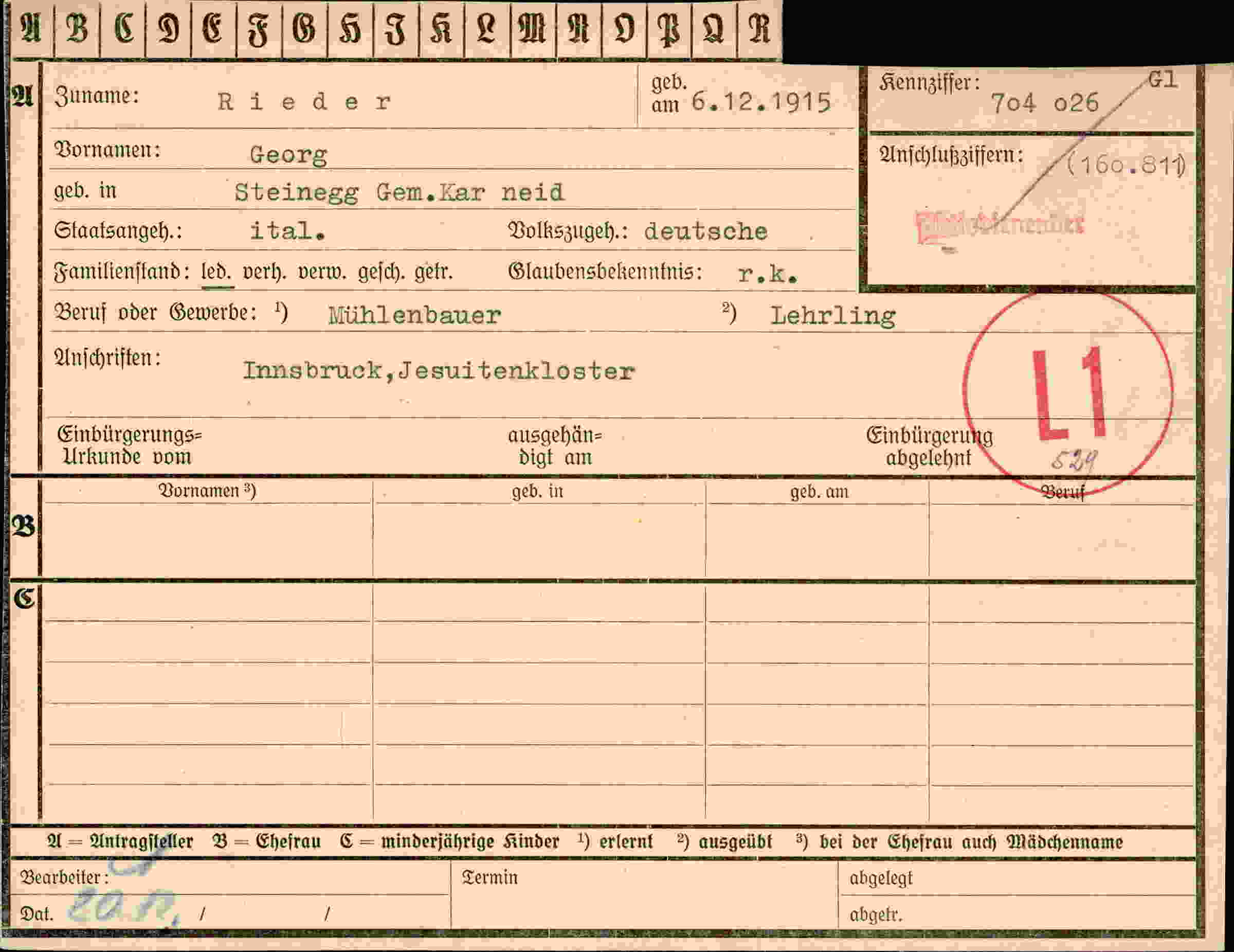 Dokument für Georg Rieder