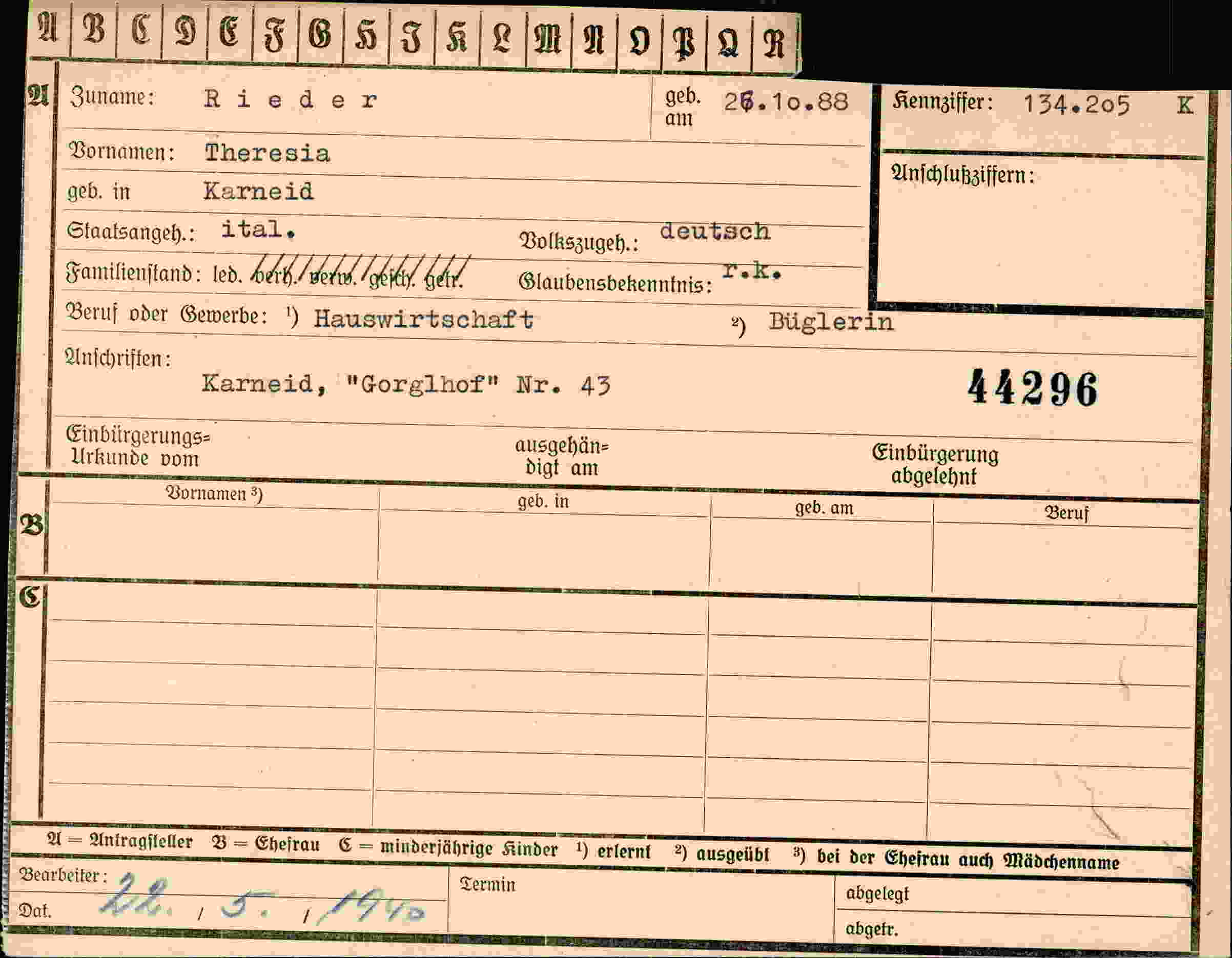 Vorderseite des Dokuments