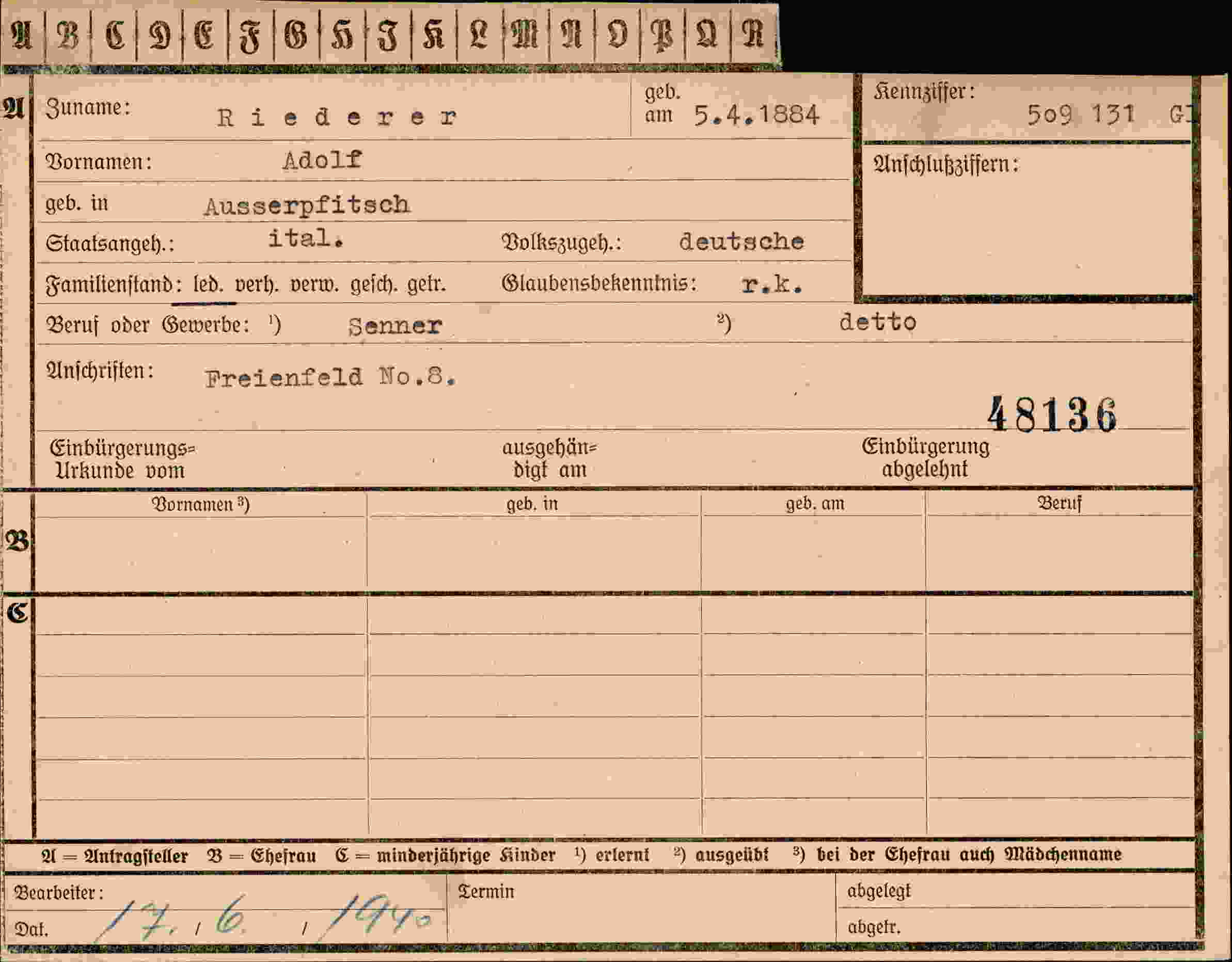 Dokument für Adolf Riederer