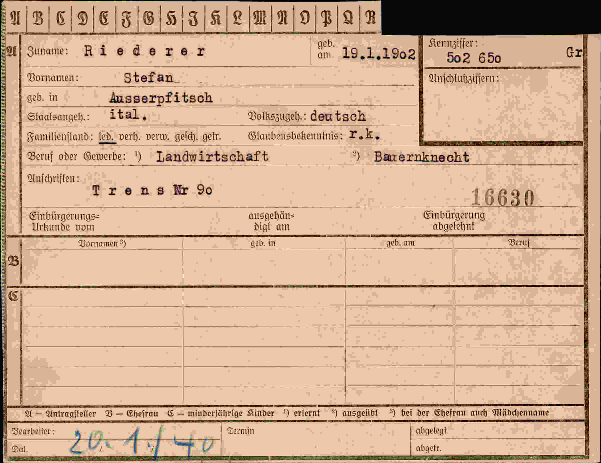 Vorderseite des Dokuments