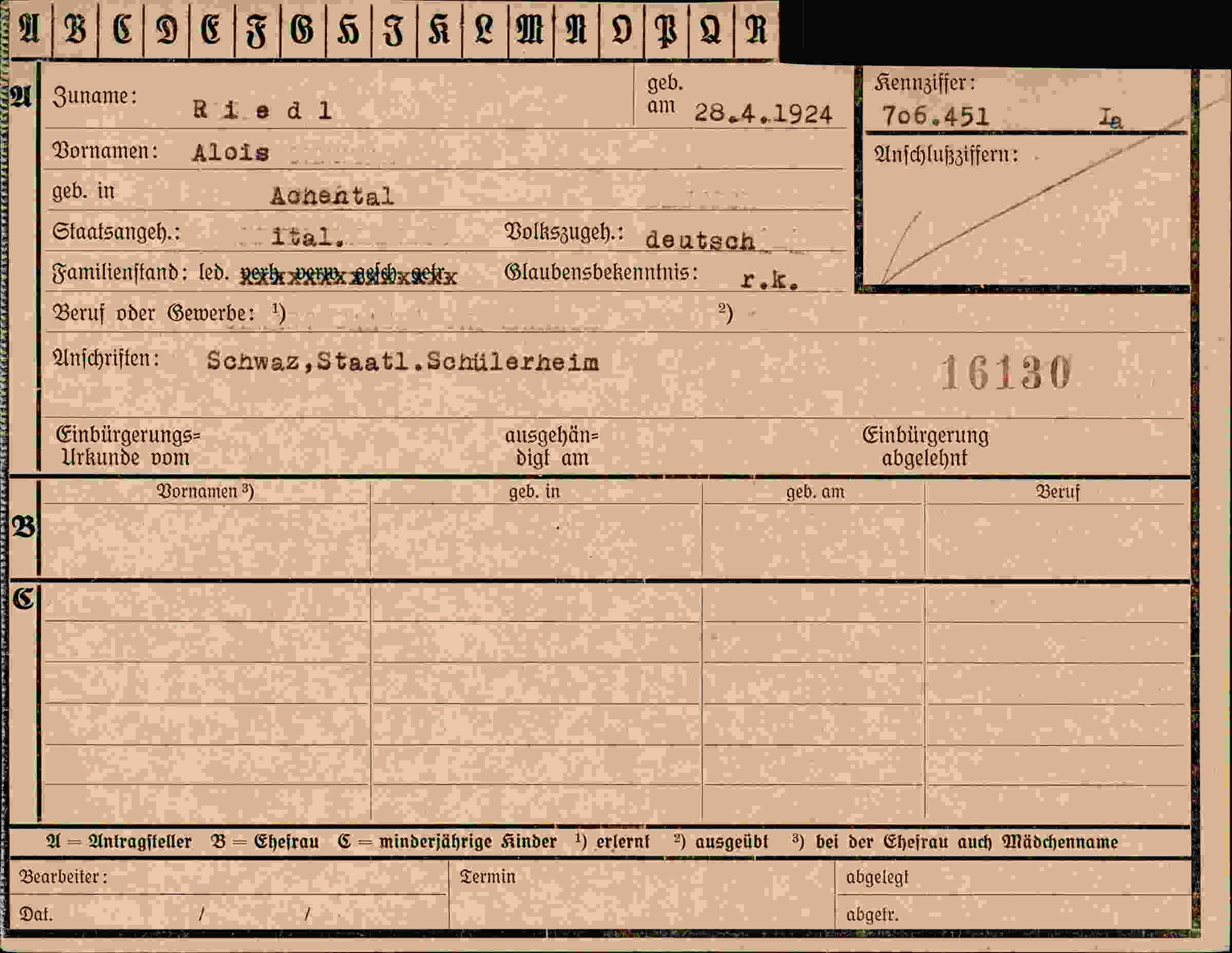 Dokument für Alois Riedl