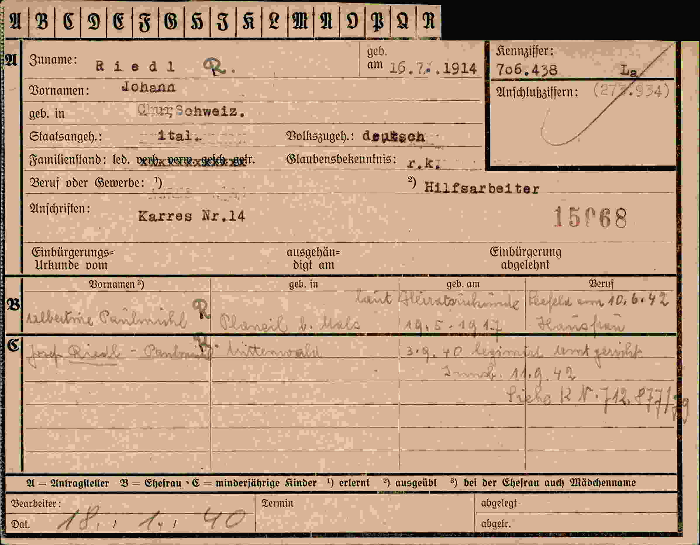 Dokument für Johann Riedl