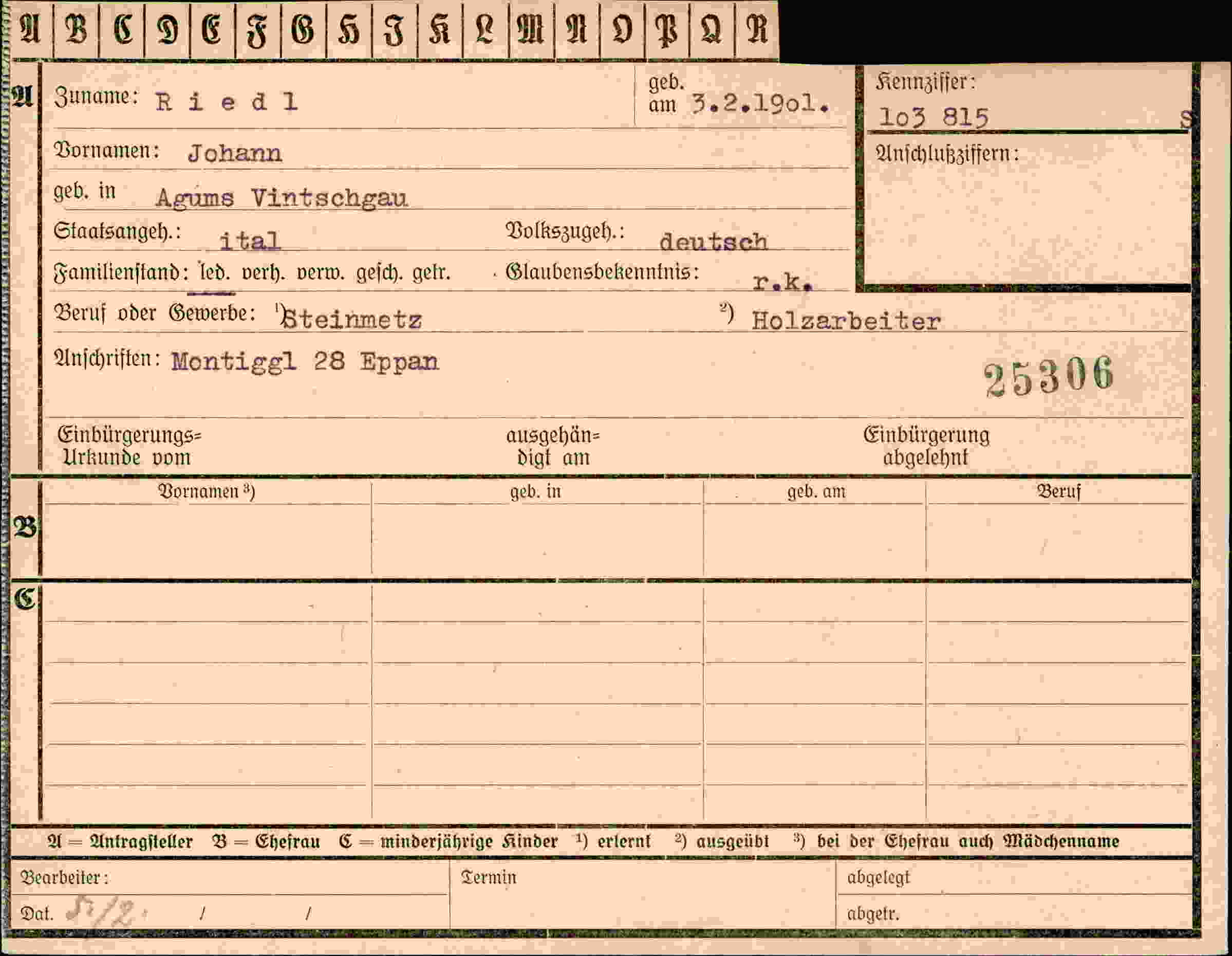 Dokument für Johann Riedl