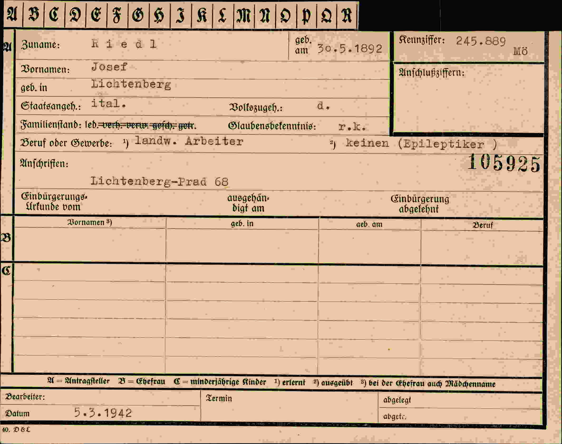 Dokument für Josef Riedl