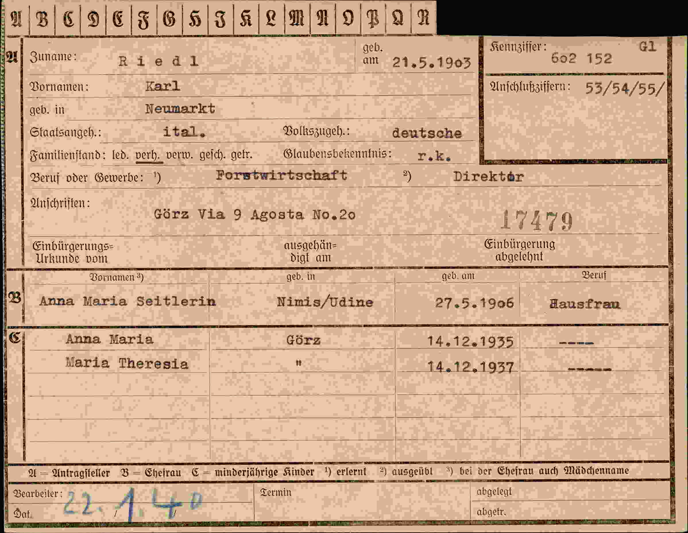 Dokument für Karl Riedl