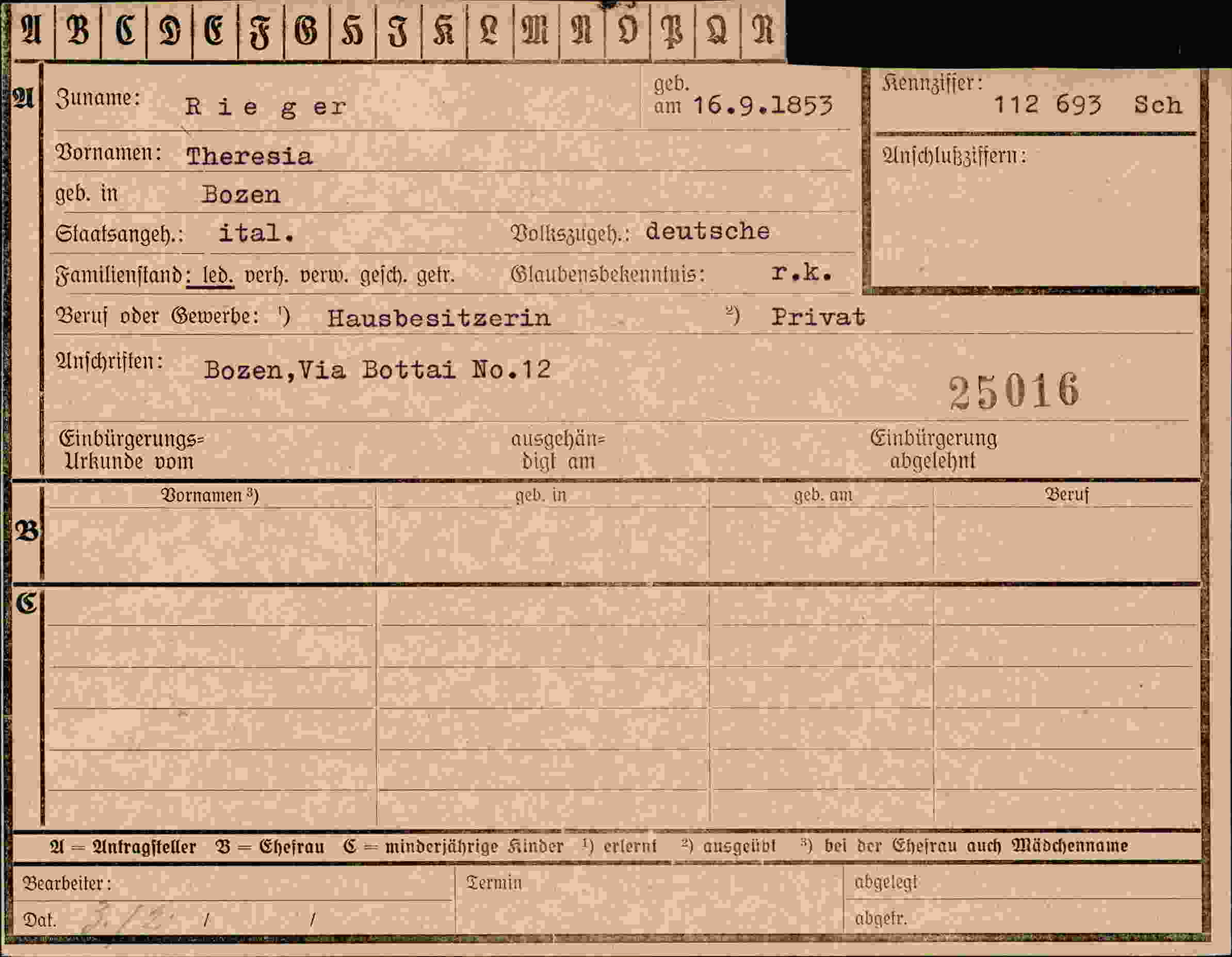 Vorderseite des Dokuments
