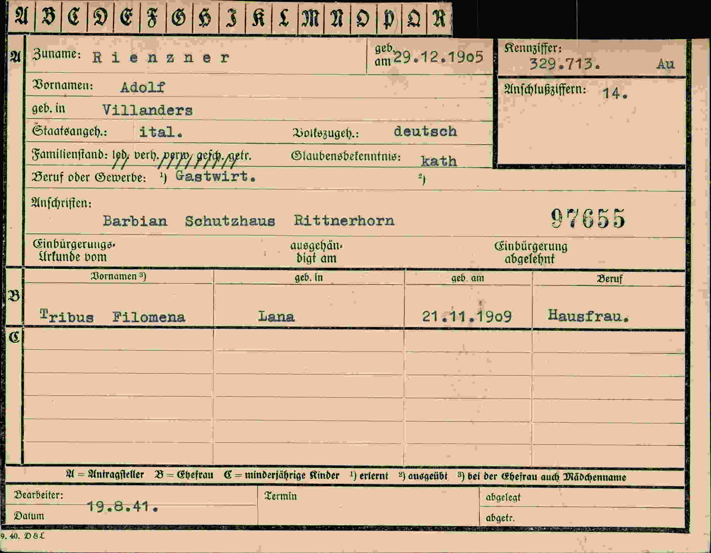 Vorderseite des Dokuments