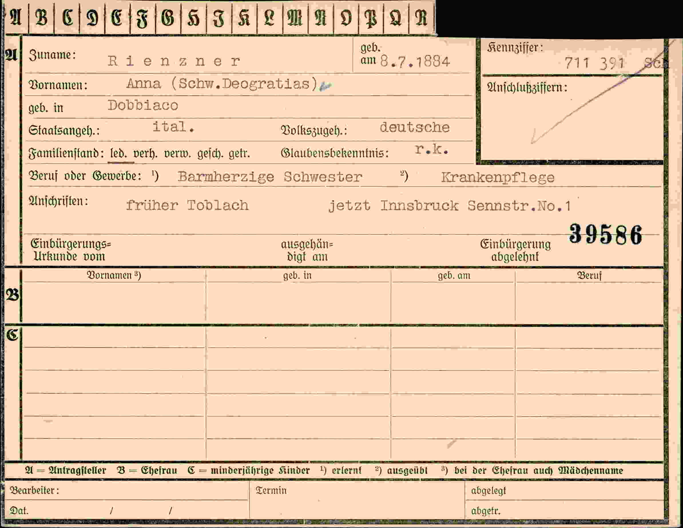 Vorderseite des Dokuments
