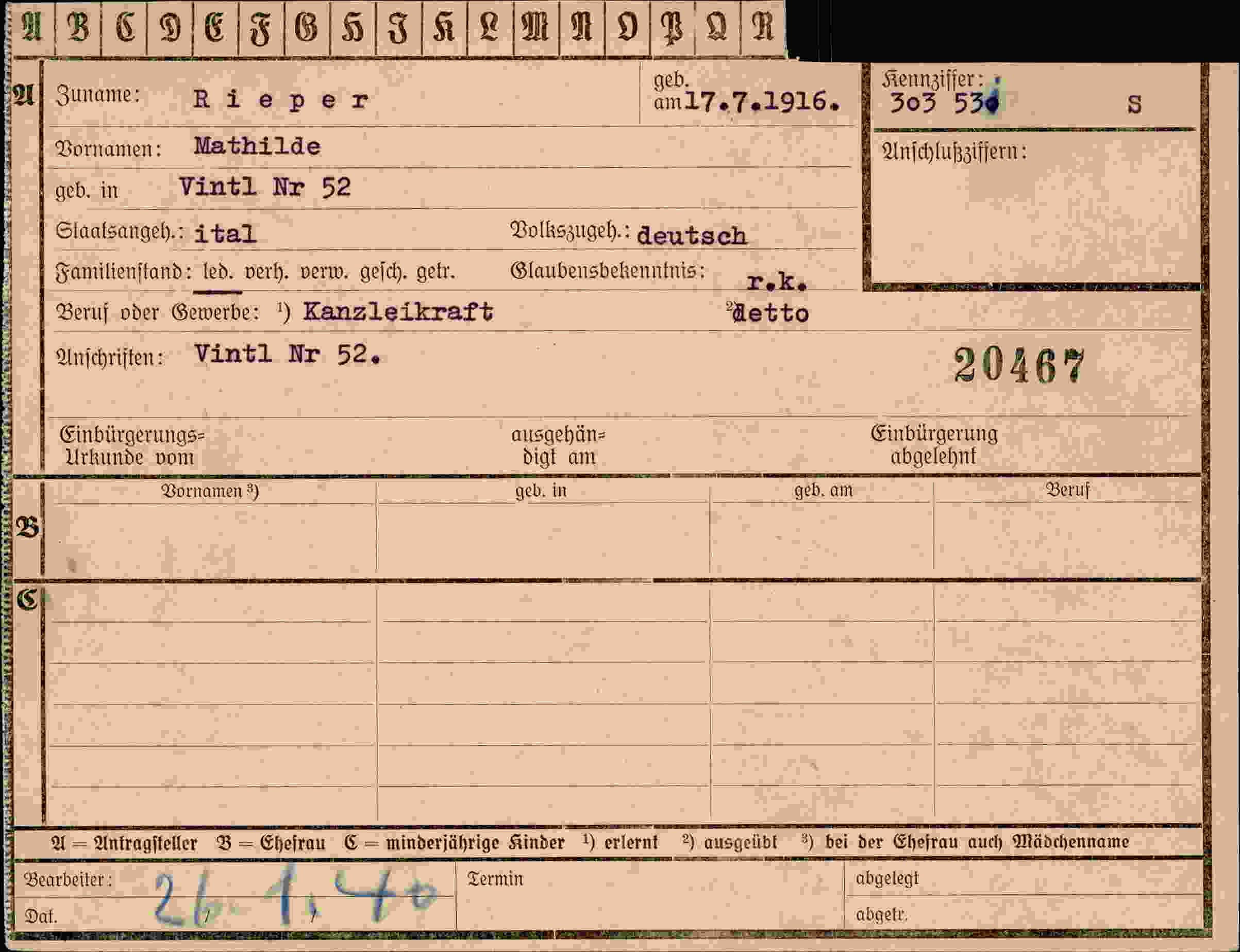 Dokument für Mathilde Rieper