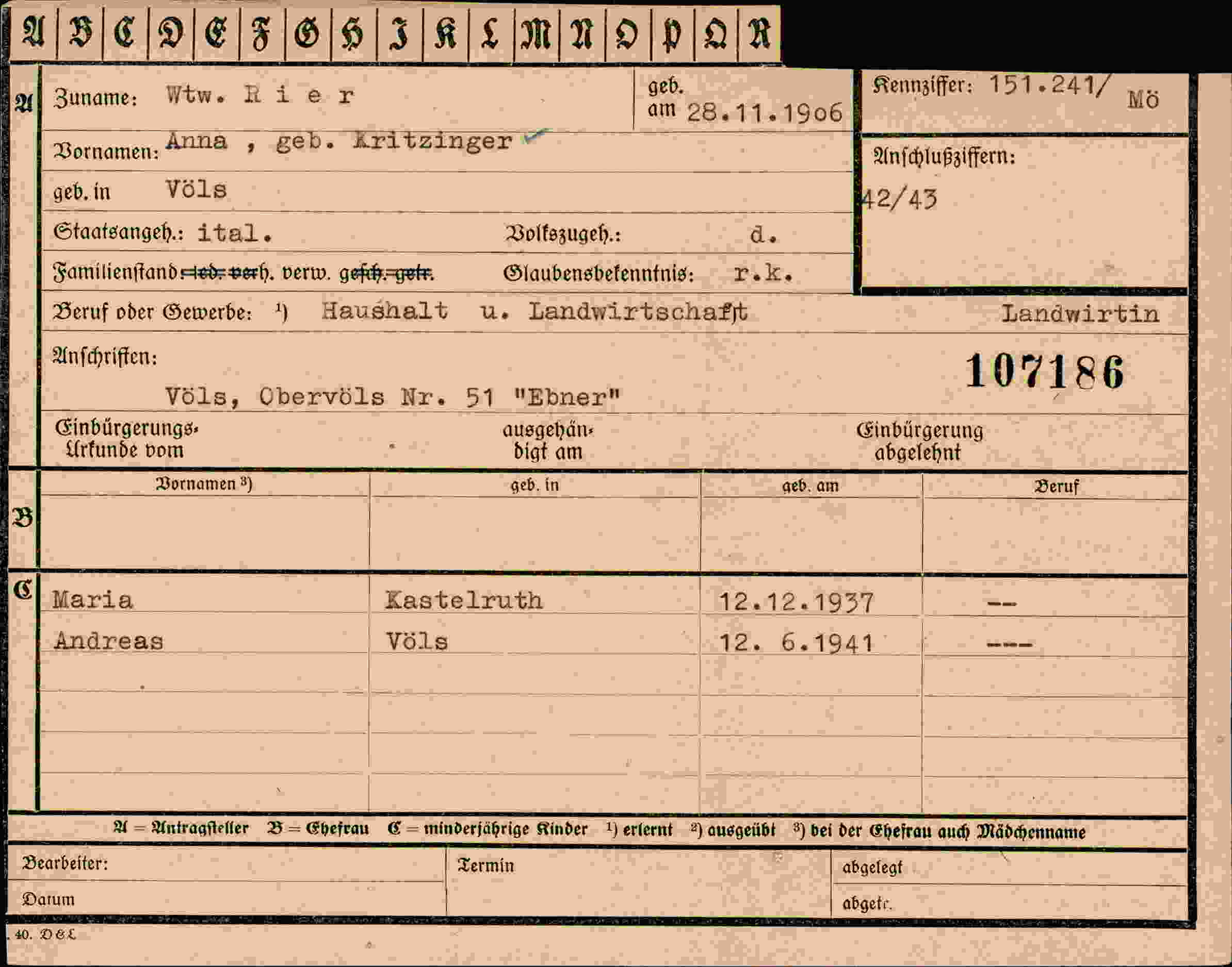 Vorderseite des Dokuments