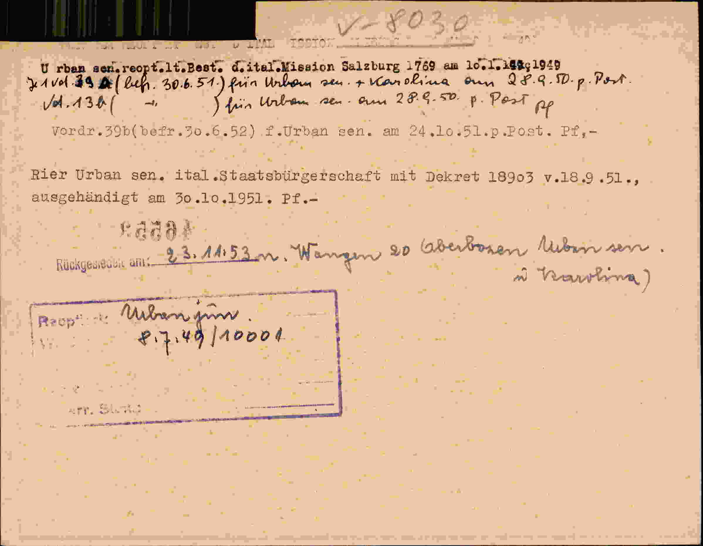 Rückseite des Dokuments