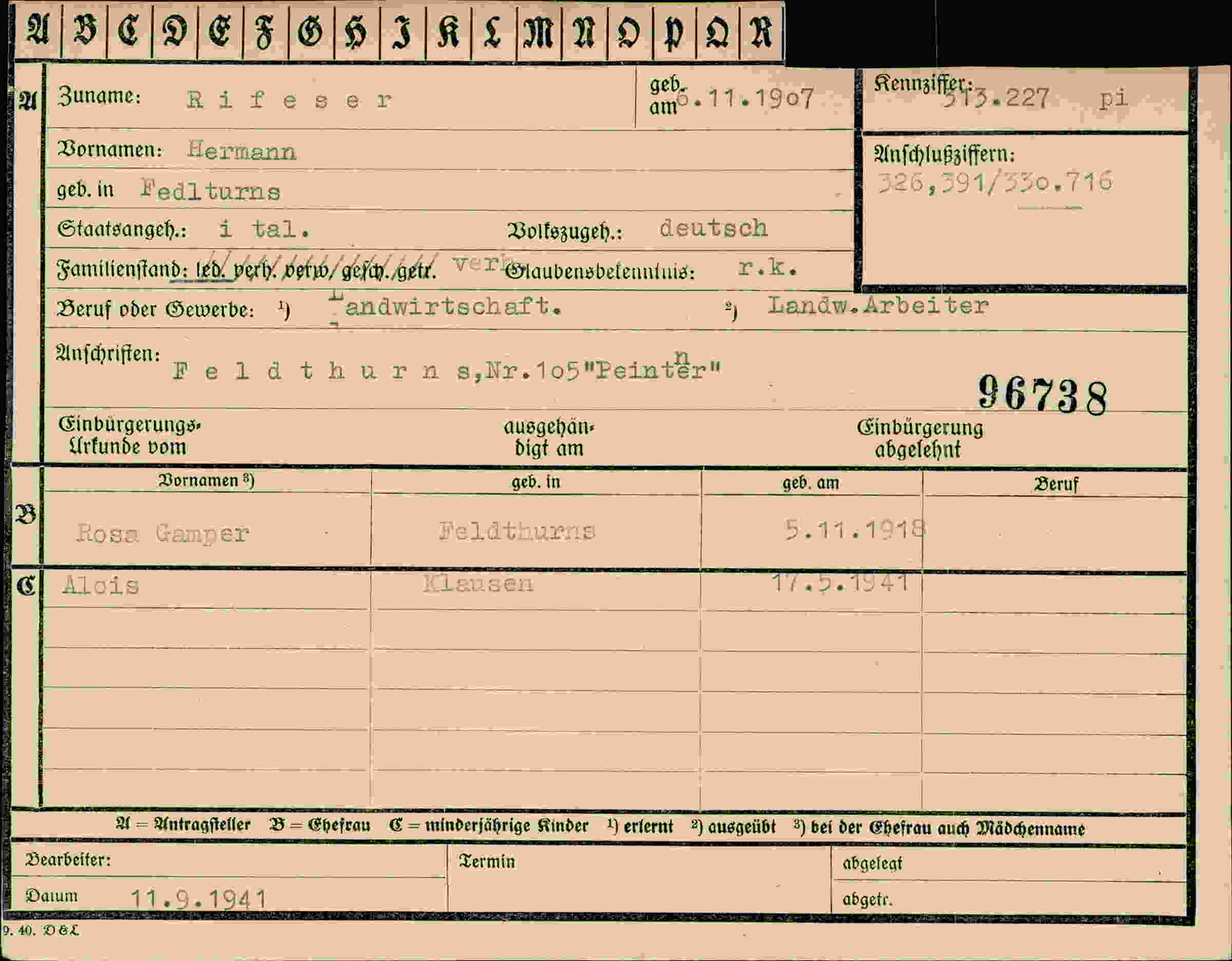 Dokument für Hermann Rifeser