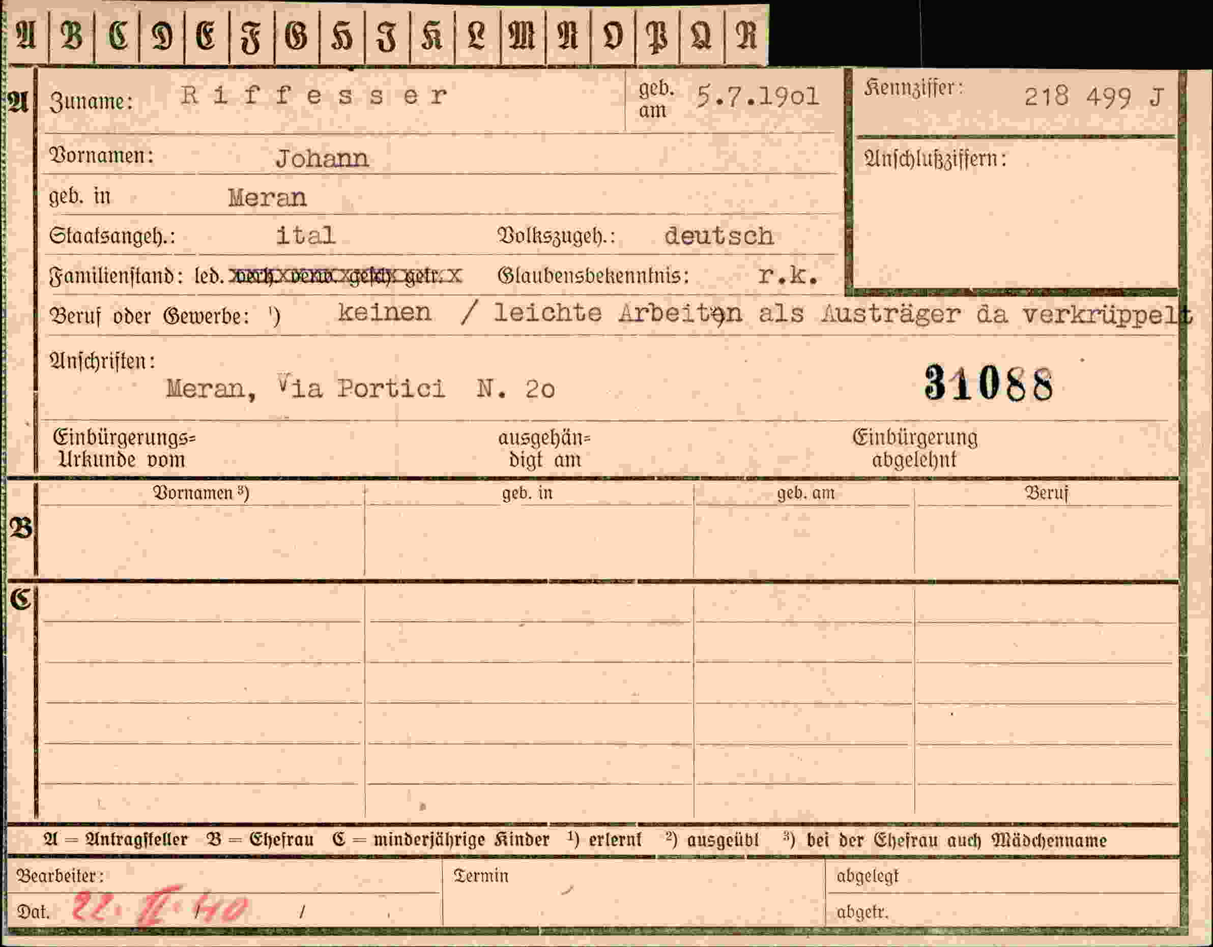 Dokument für Johann Riffesser