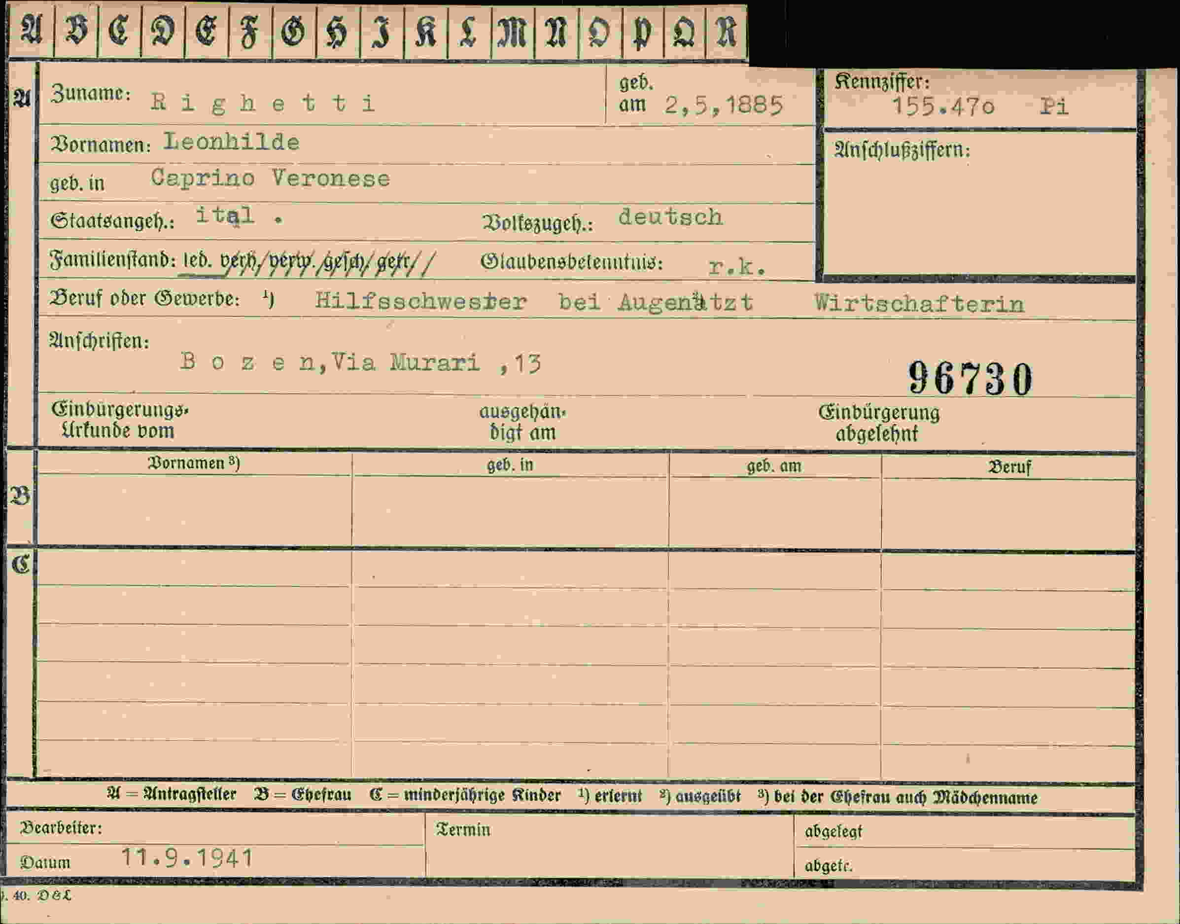 Dokument für Leonhilde Righetti