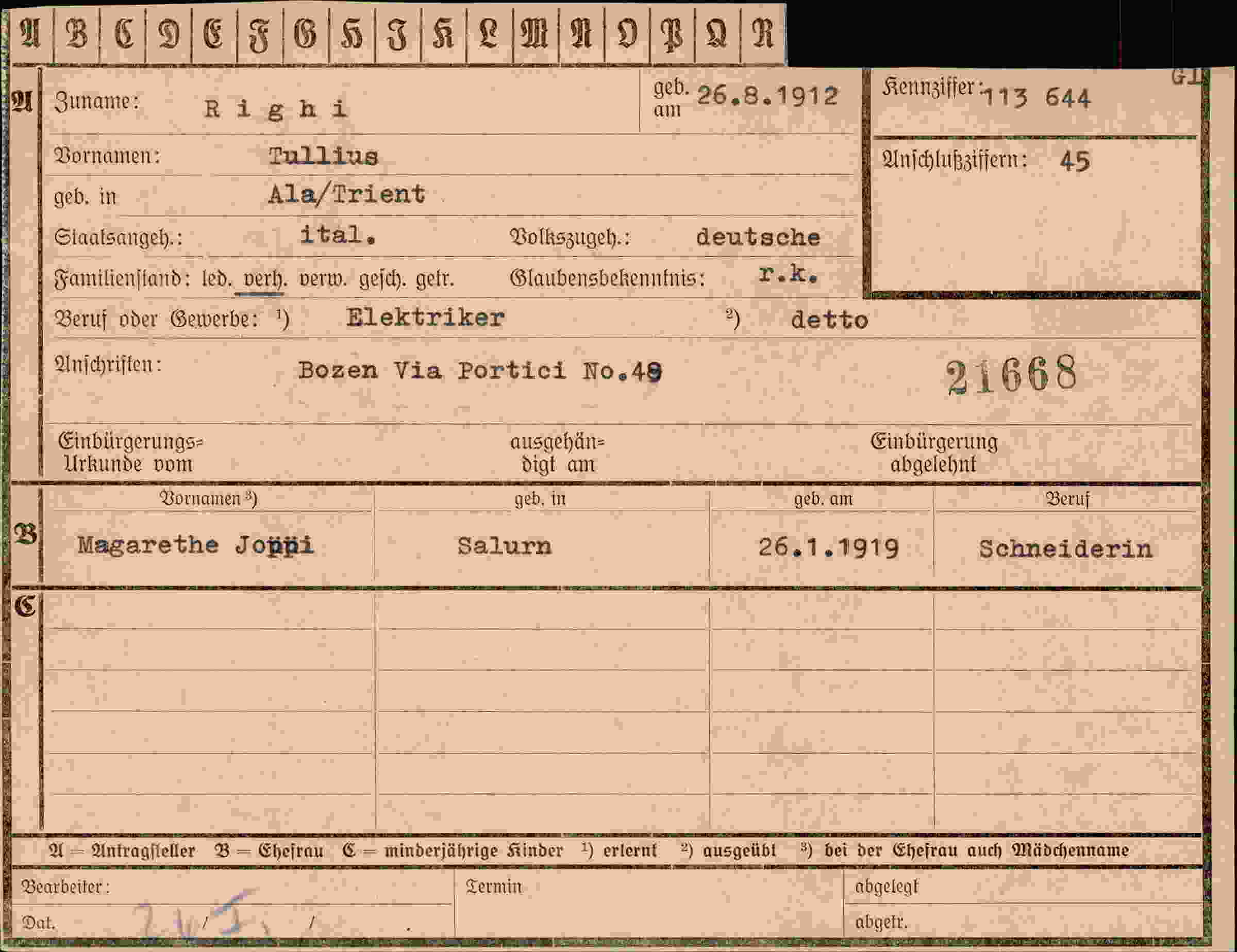 Dokument für Tullius Righi