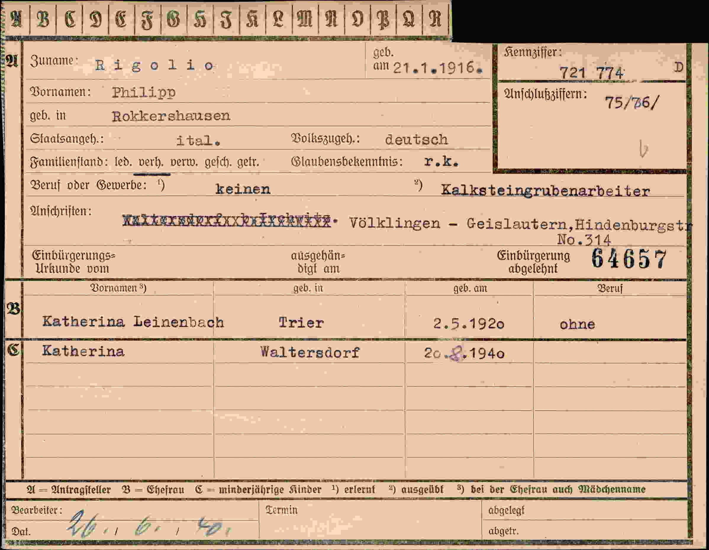 Vorderseite des Dokuments
