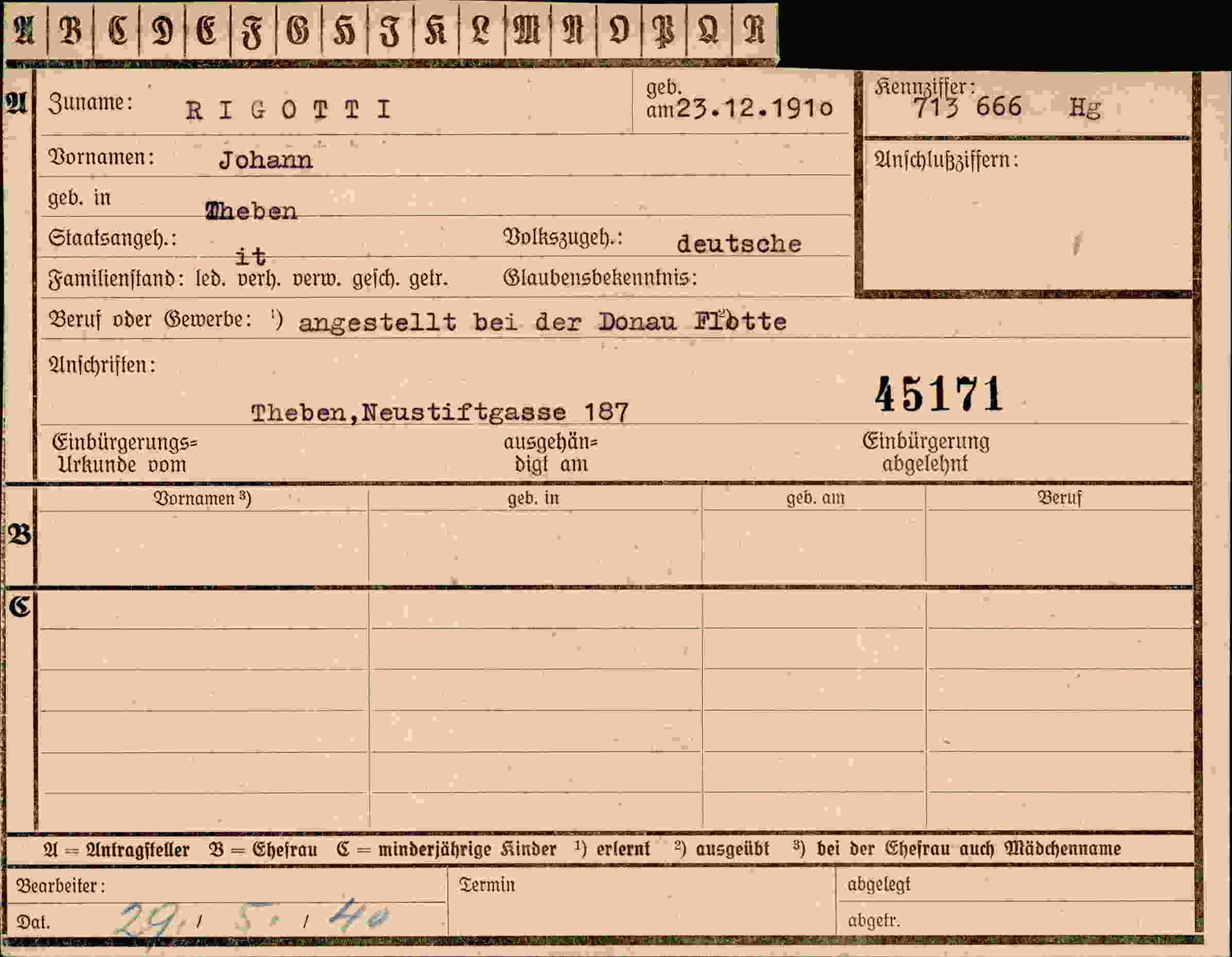 Dokument für Johann Rigotte