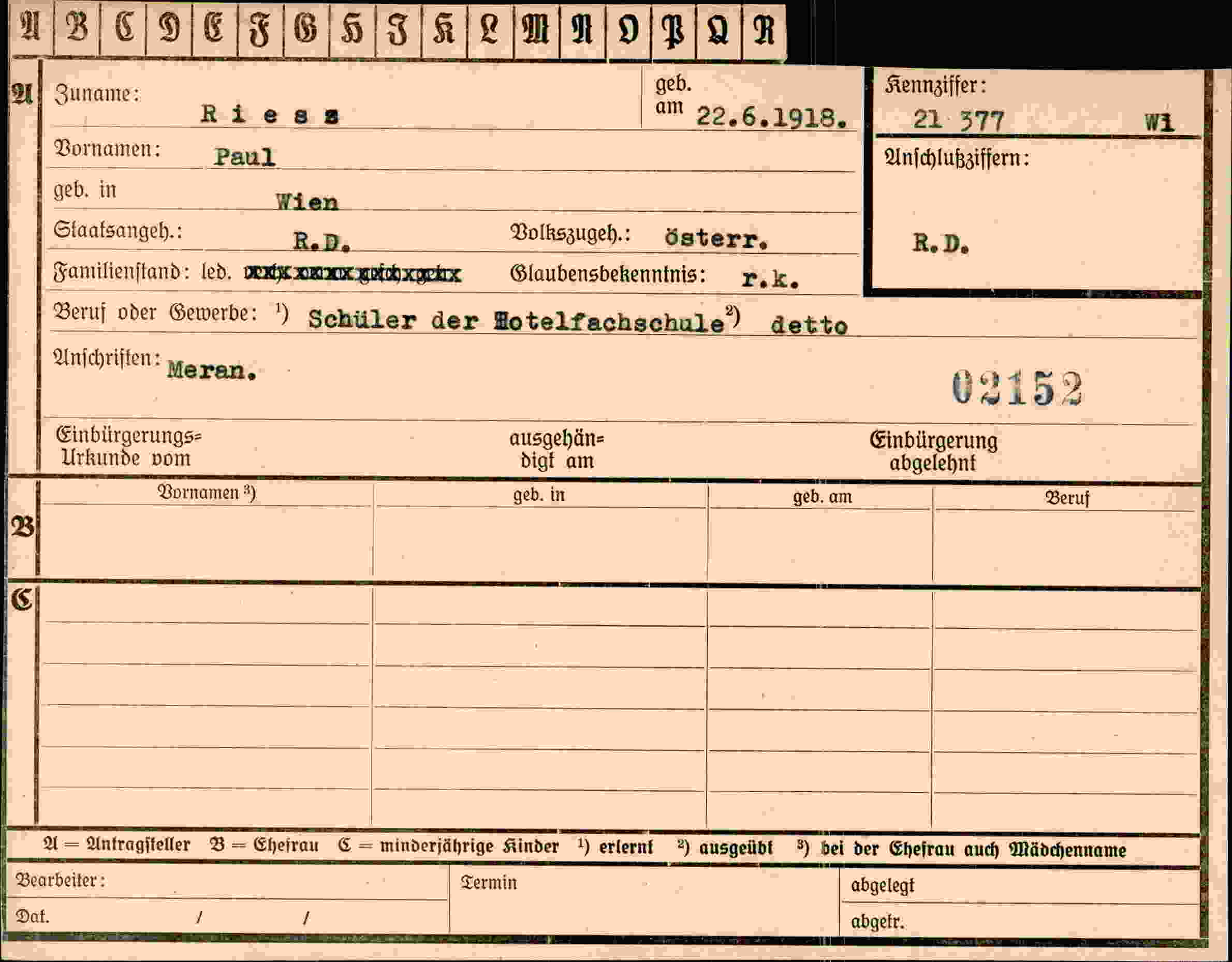 Vorderseite des Dokuments