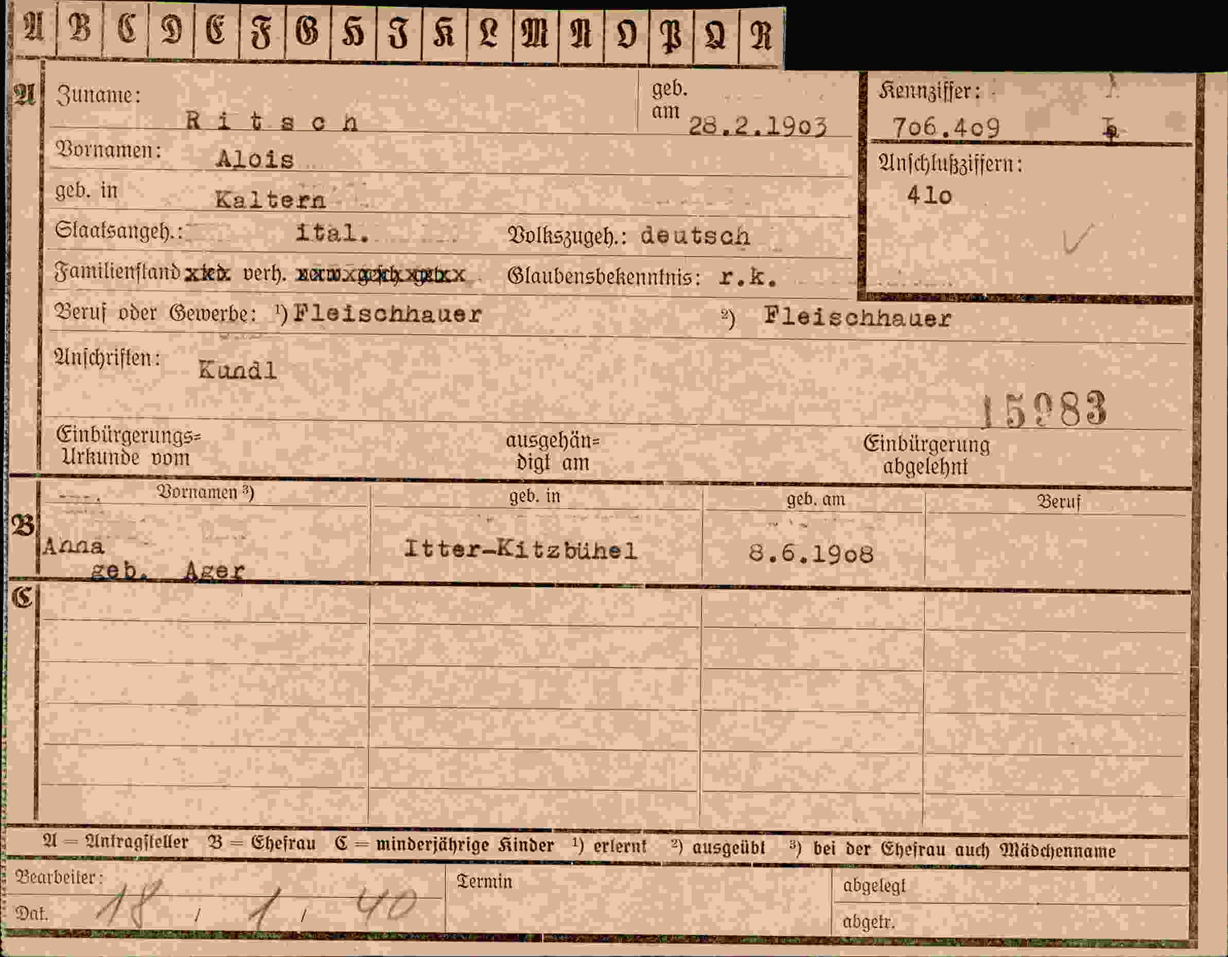 Dokument für Alois Ritsch