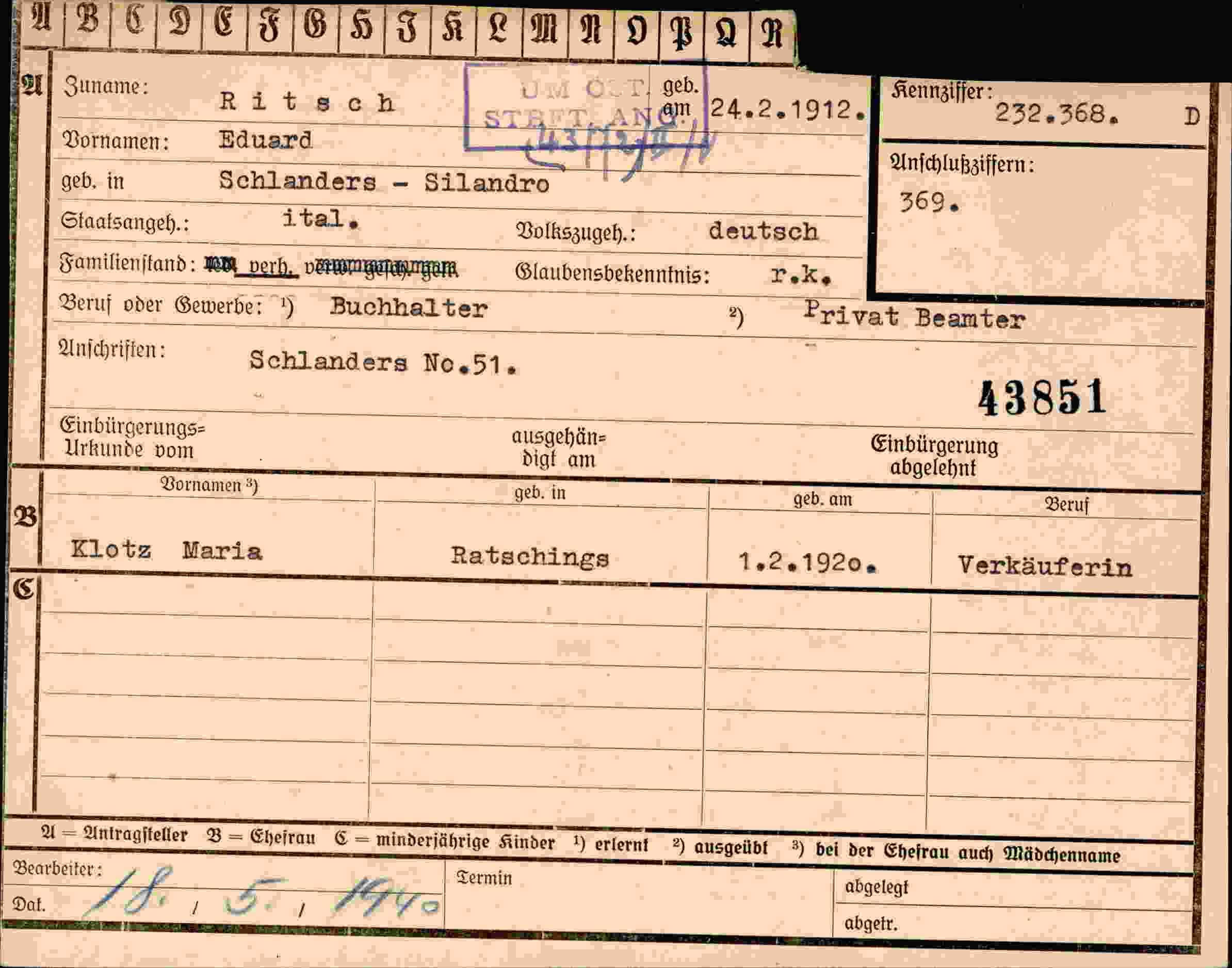 Dokument für Eduard Ritsch